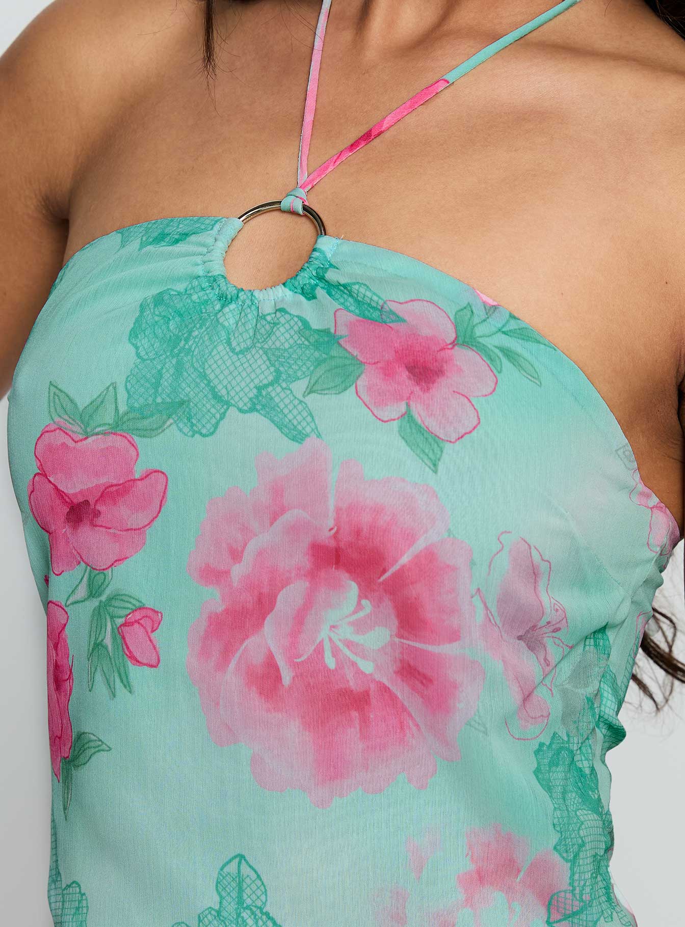 Naturally Halter Ring Top Blue Multi-Vipp Girl