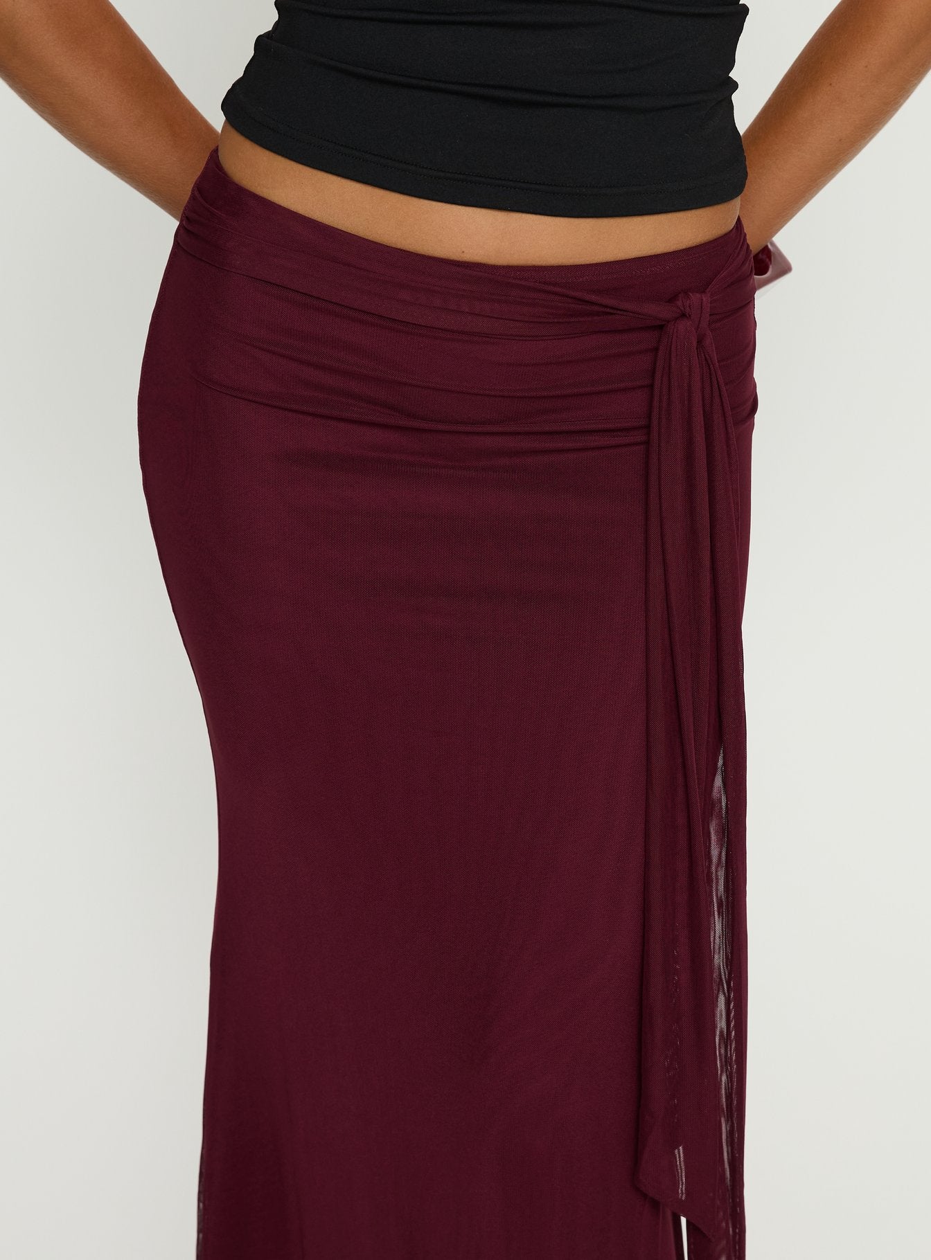 Caviar Tie Maxi Skirt Currant-Vipp Girl