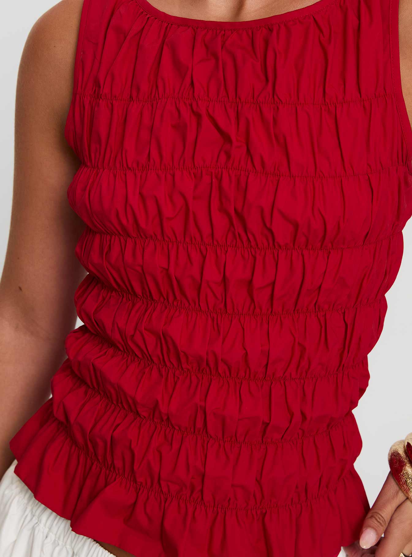 Marleene Shirred Top Red-Vipp Girl