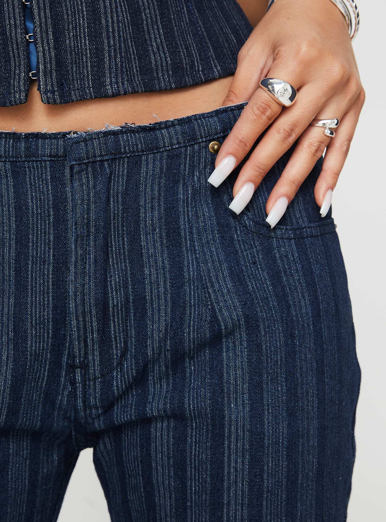 Charismatic Low Rise Flared Jeans Dark Pinstripe-Vipp Girl