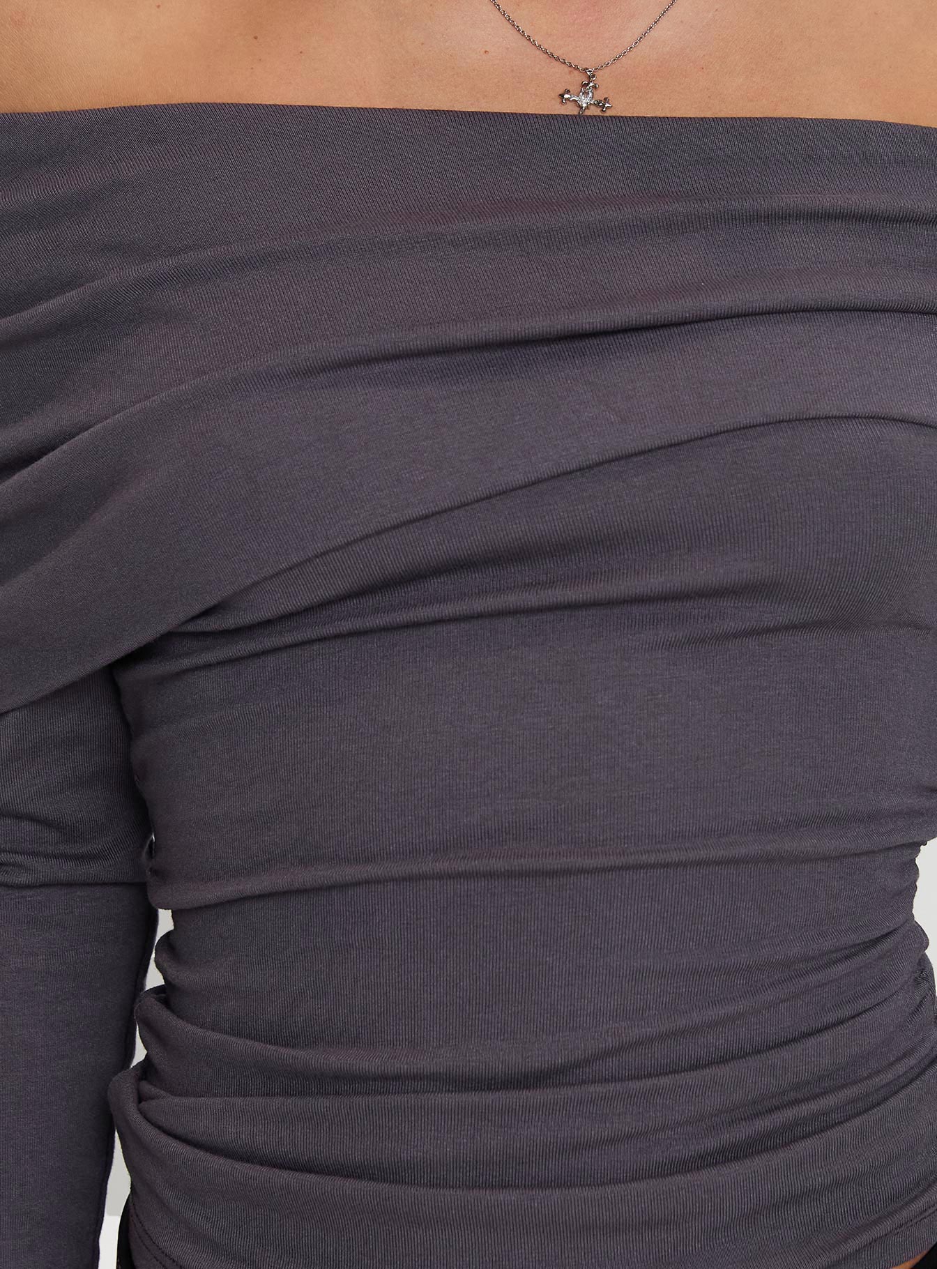 Erving Long Sleeve Off Shoulder Top Slate-Vipp Girl