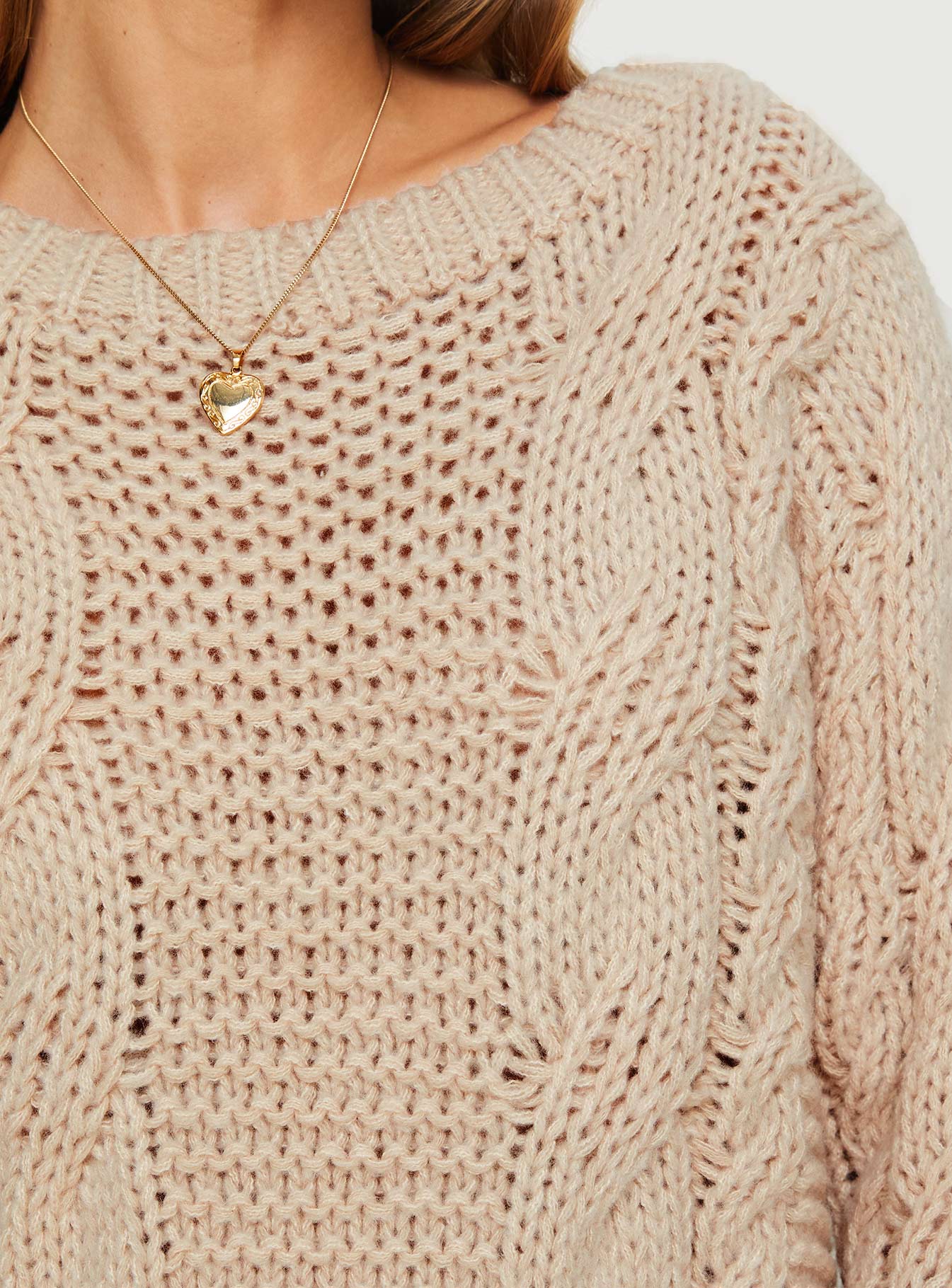 Ellison Cable Knit Sweater Beige-Vipp Girl