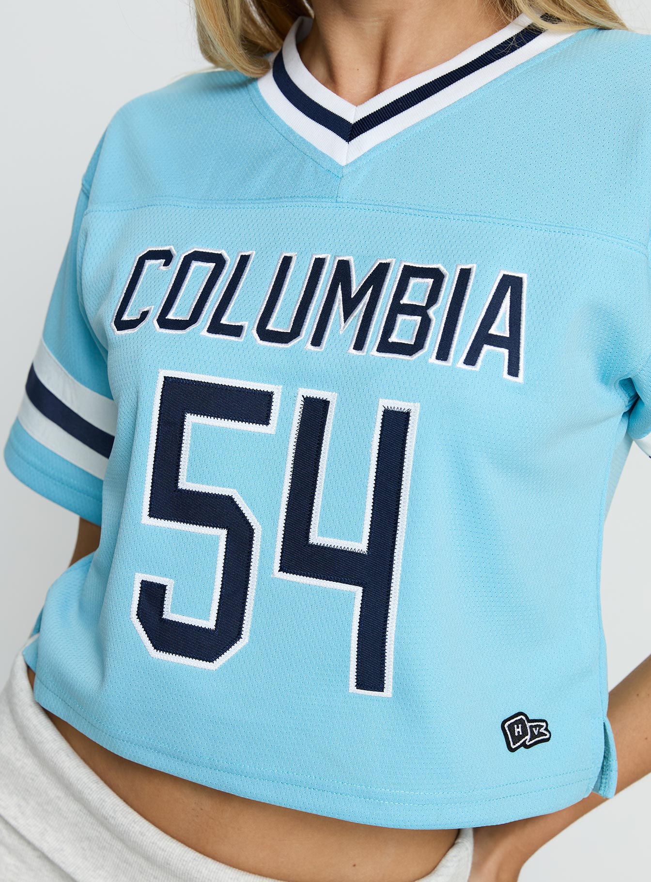 Columbia Cropped Football Jersey Tee Blue-Vipp Girl