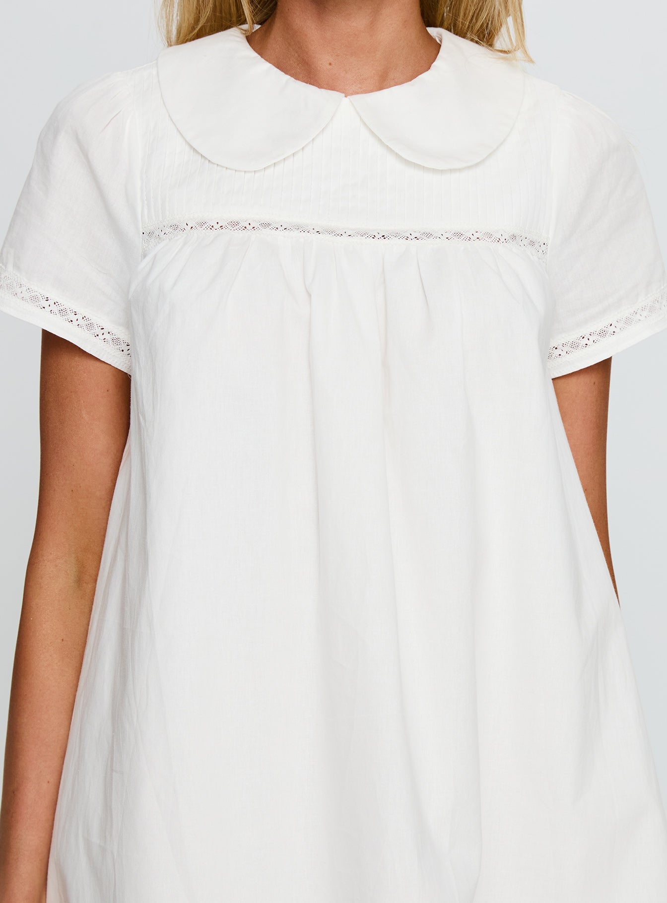 Bethanne Babydoll Mini Dress White-Vipp Girl