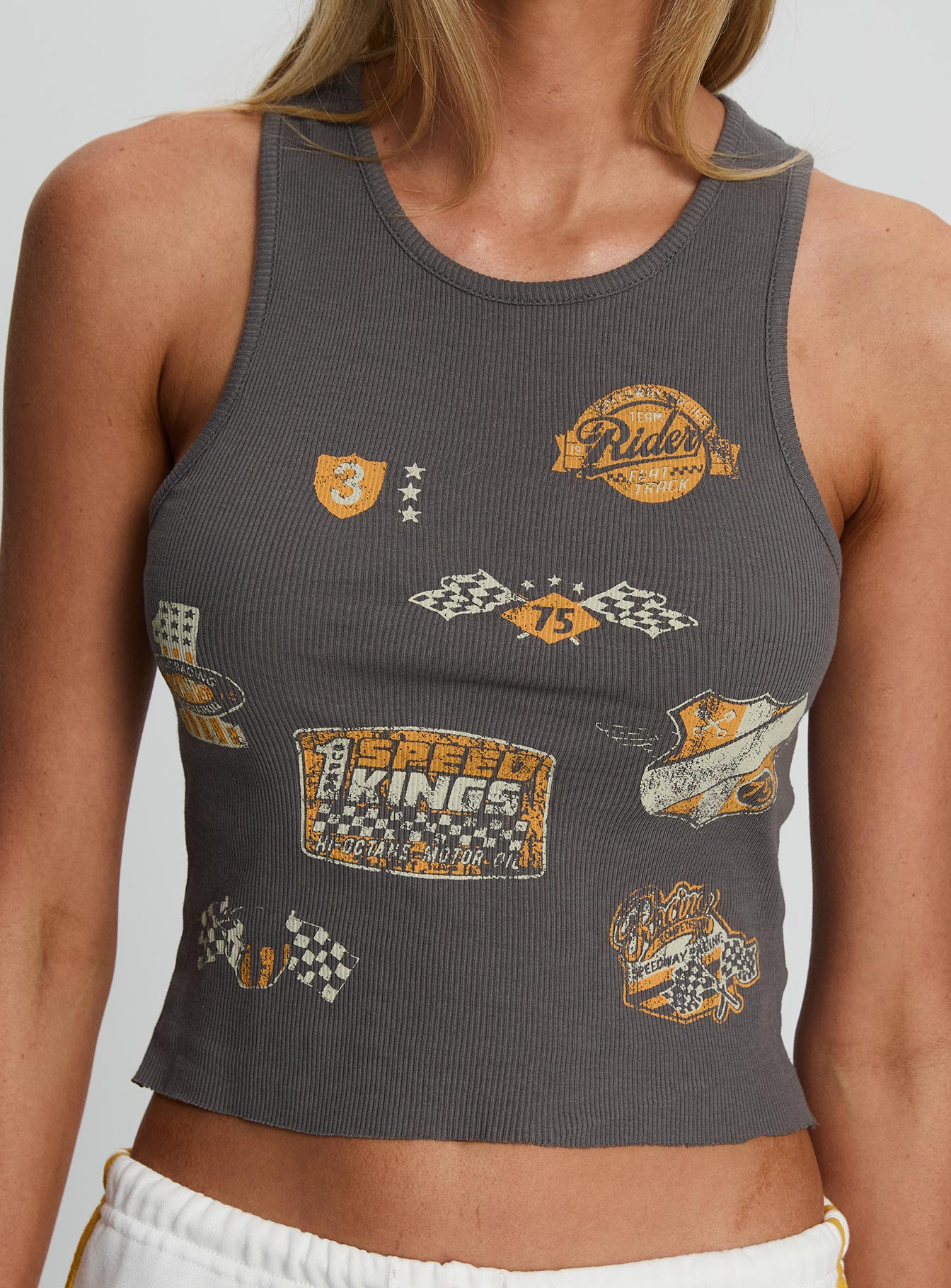 Need For Speed Tank Top Charcoal-Vipp Girl