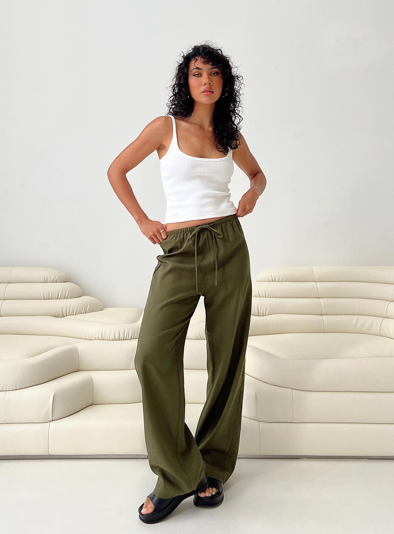 Breeta Drawstring Pants Olive-Vipp Girl