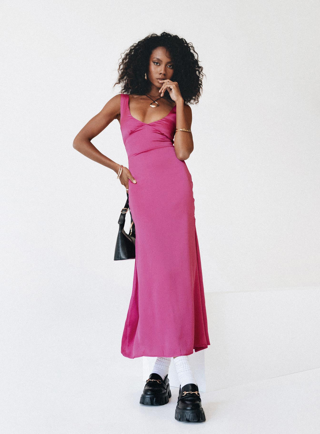 Lynsey Midi Dress Fuchsia-Vipp Girl