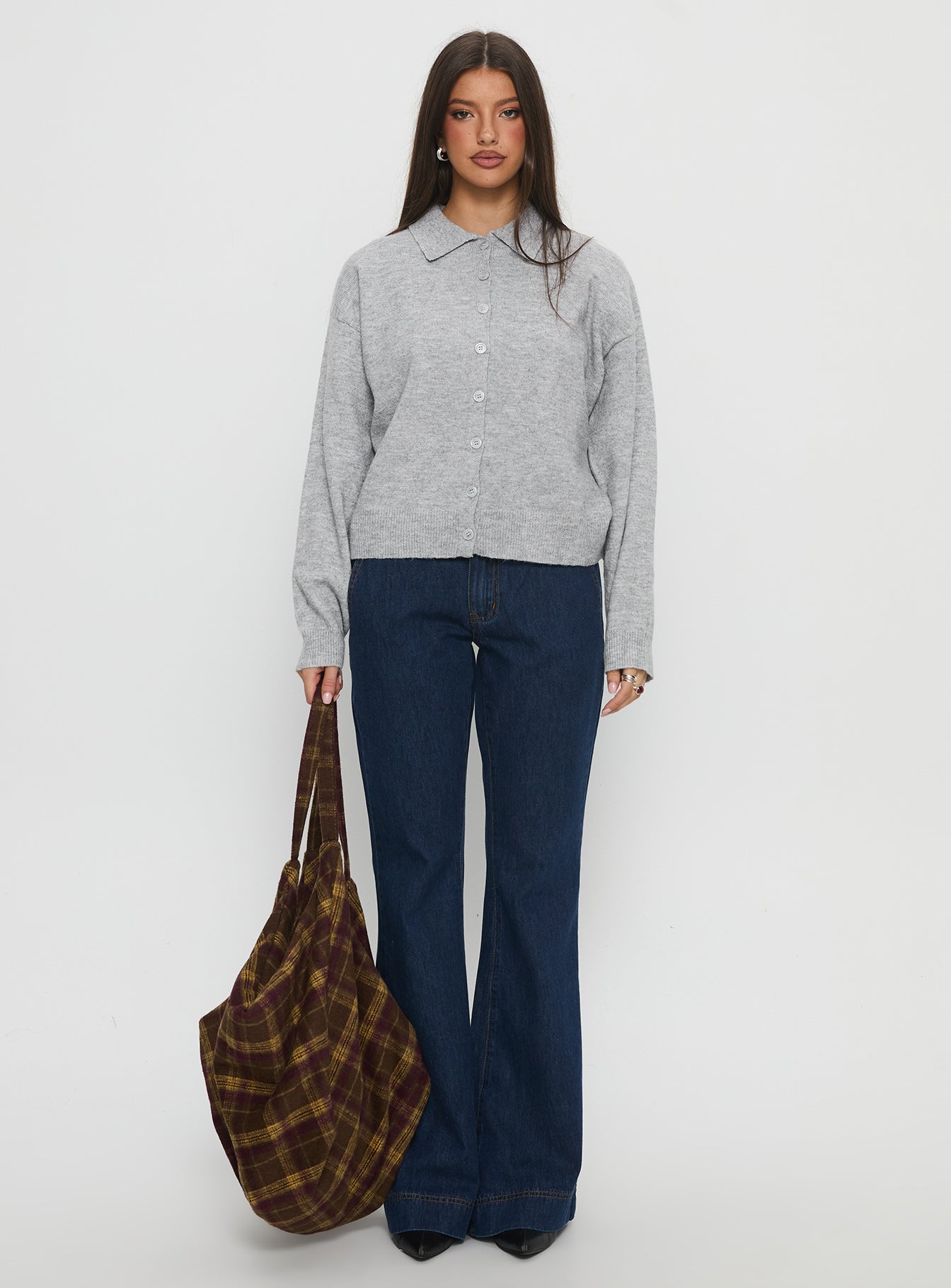 Nadyna Collared Cardigan Grey Marle-Vipp Girl