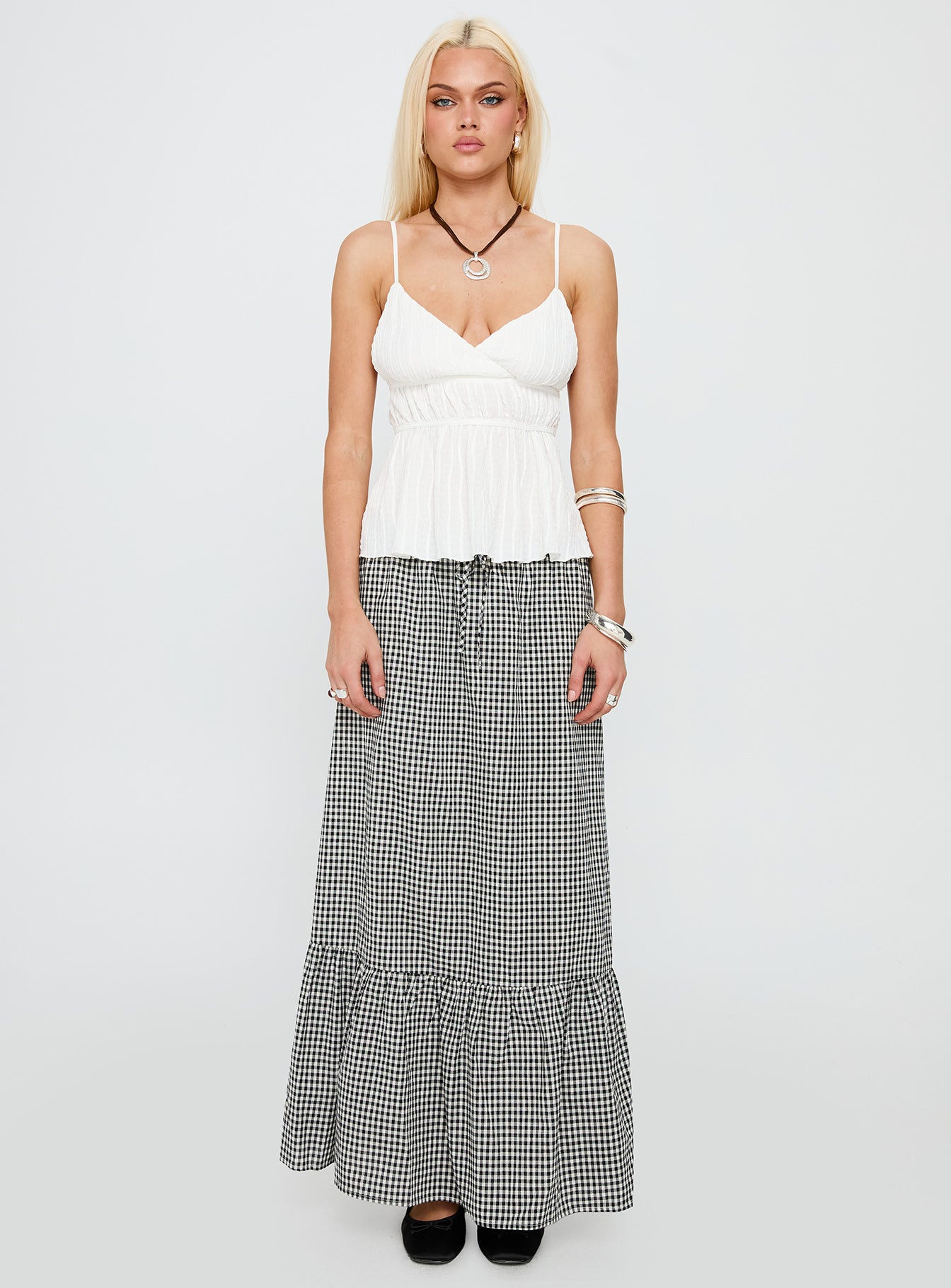 Modern Girl Maxi Skirt Black / White Gingham-Vipp Girl