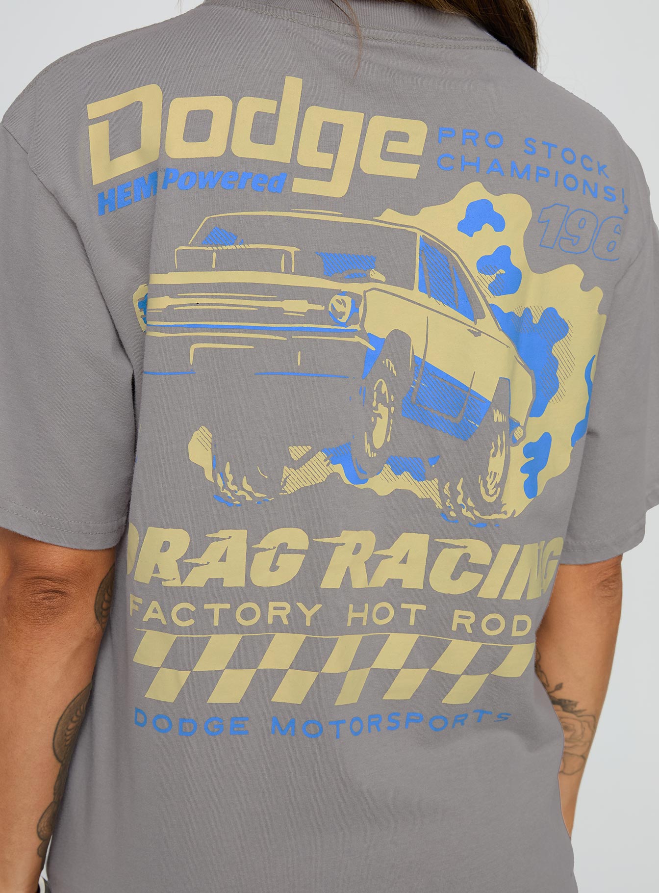 Dodge Racer Oversized Graphic Tee Grey-Vipp Girl