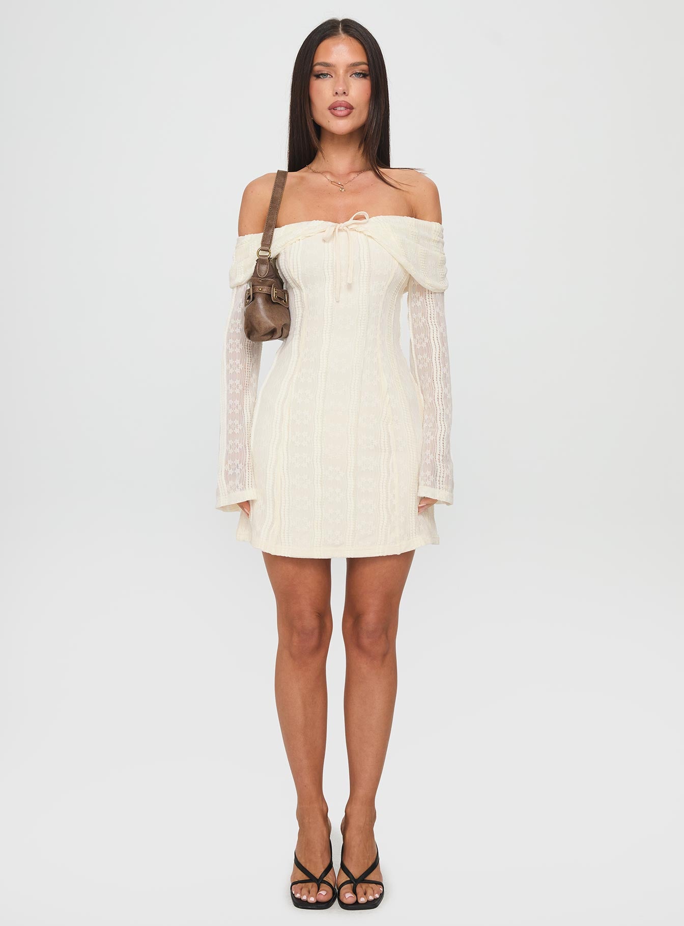 Colettie Long Sleeve Mini Dress Cream-Vipp Girl