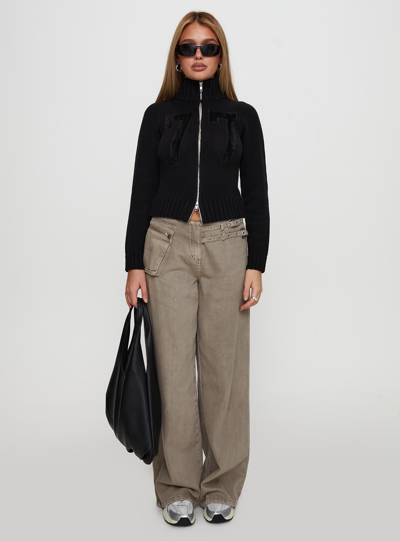 Nylah Zip Up Knit Jacket Black-Vipp Girl