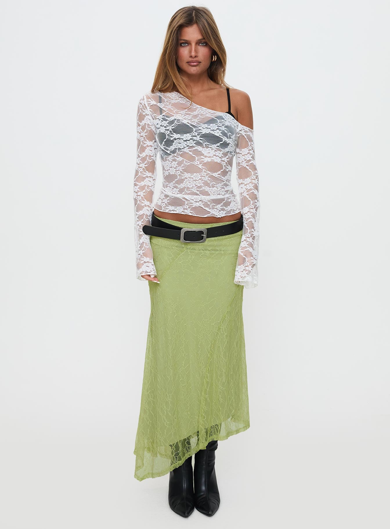 Dreamcatcher Lace Maxi Skirt Green-Vipp Girl