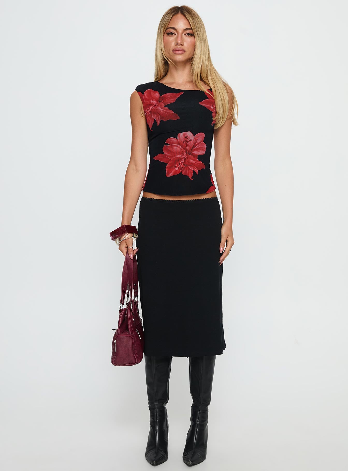 Prema One Shoulder Top Black Floral-Vipp Girl