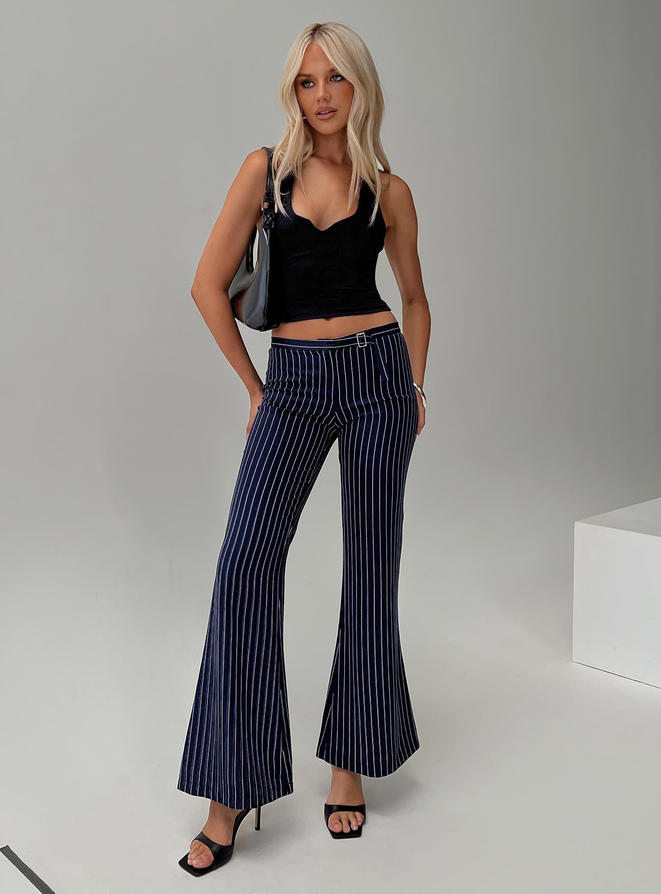 No One Low Waist Pinstripe Pants Navy-Vipp Girl