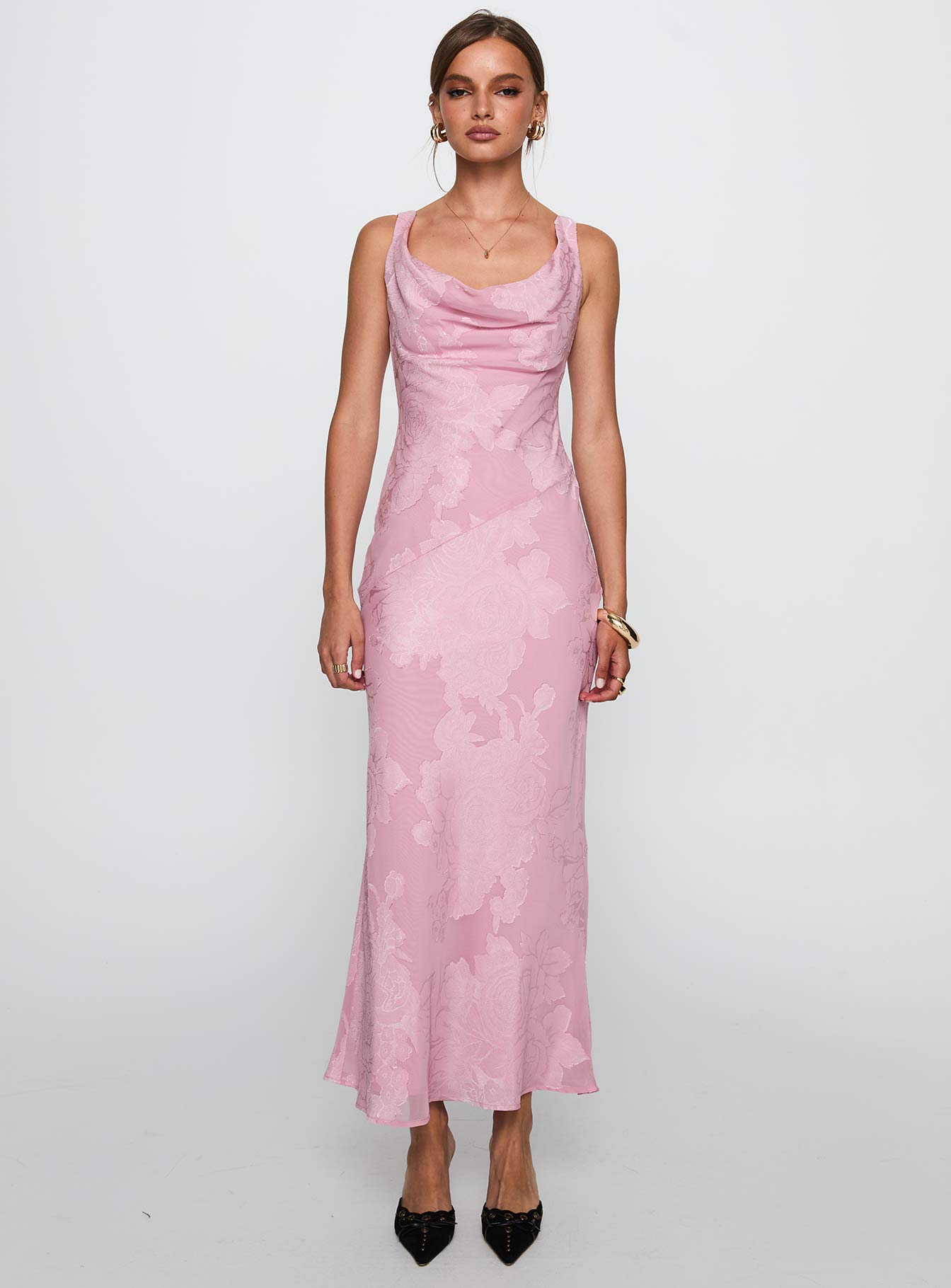 Brietta Cowl Maxi Dress Pink-Vipp Girl