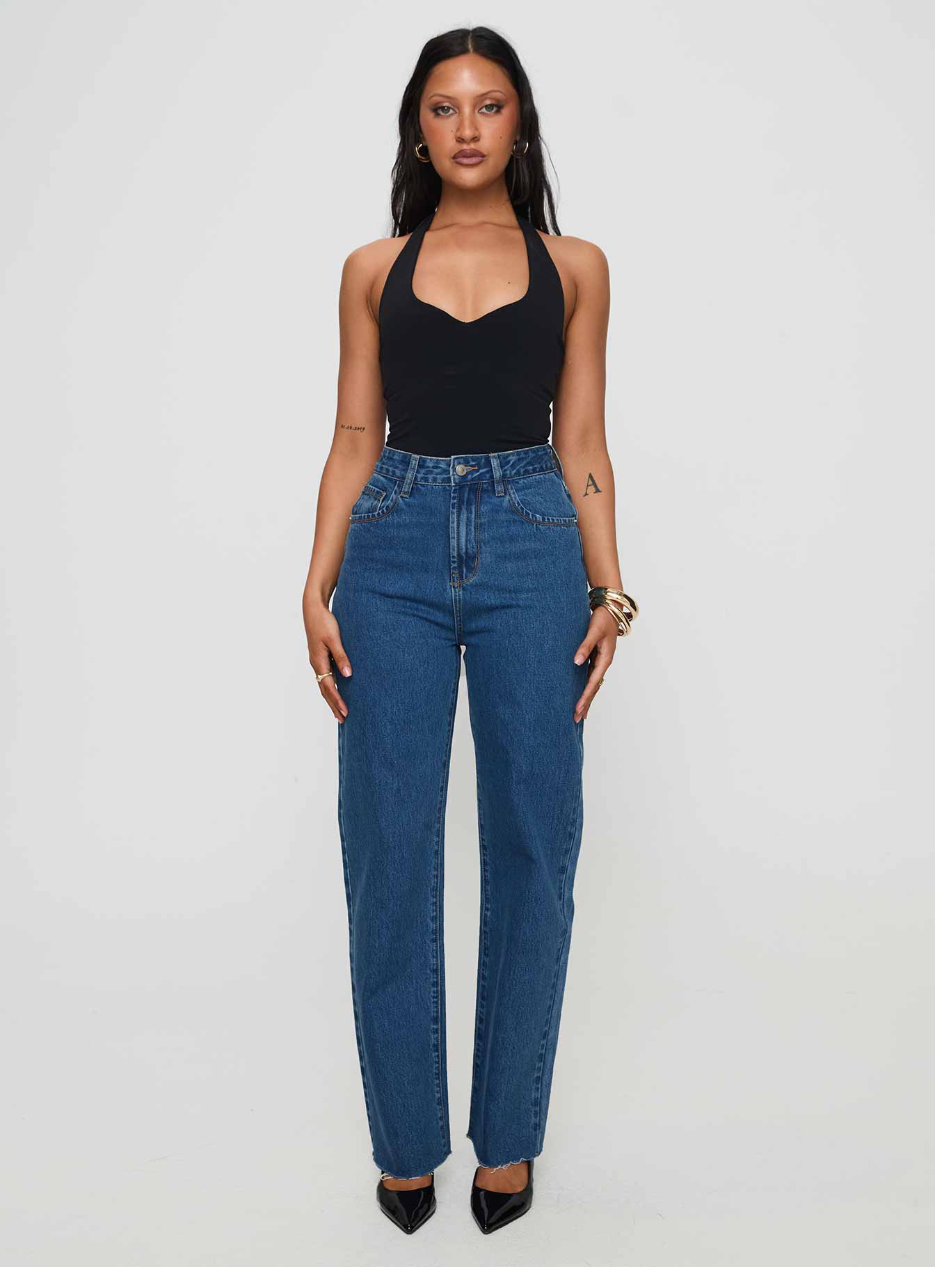 Kalinda High Rise Straight Leg Jeans Mid Blue-Vipp Girl