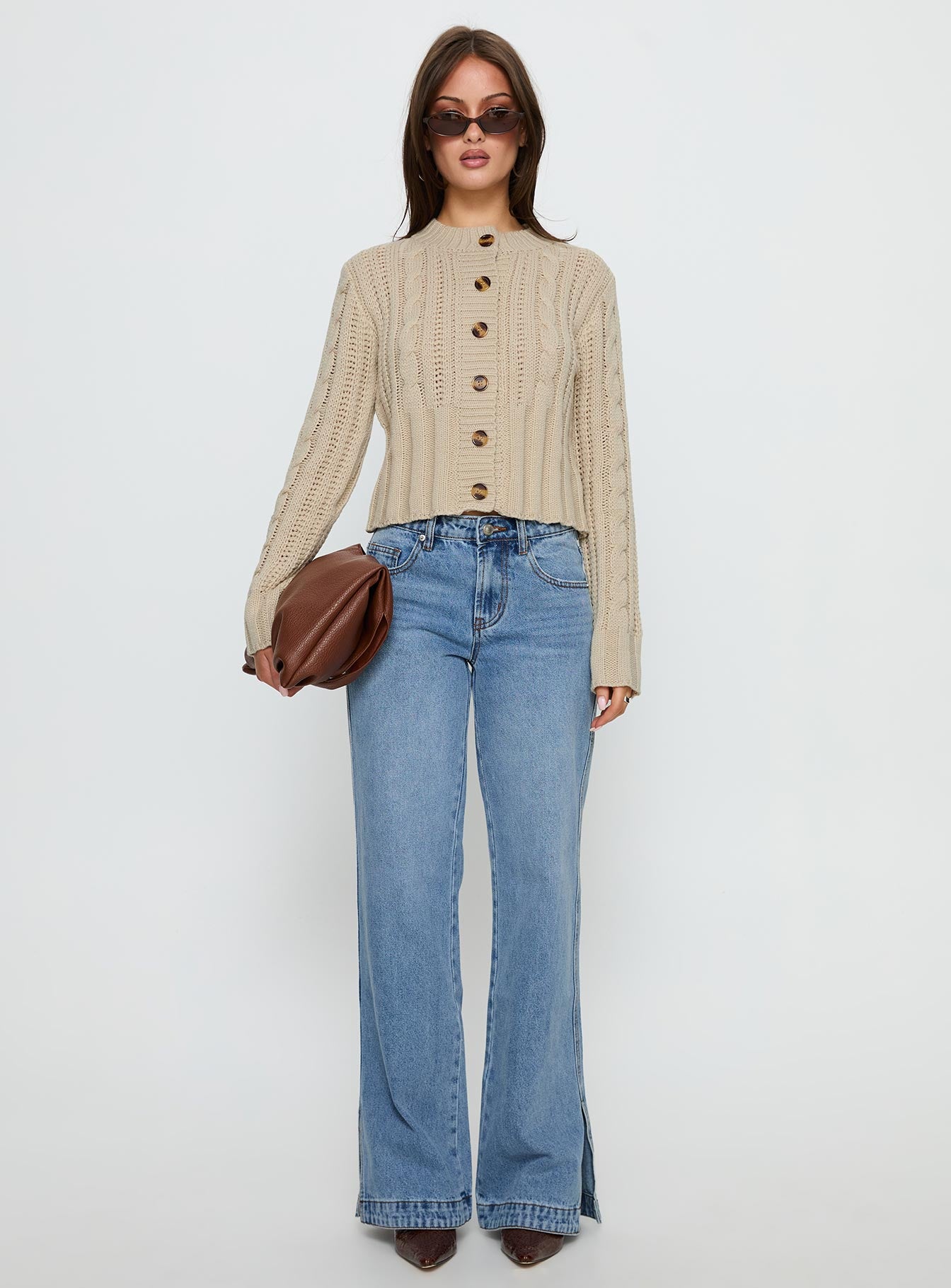 Donielle Cable Knit Cardigan Beige-Vipp Girl
