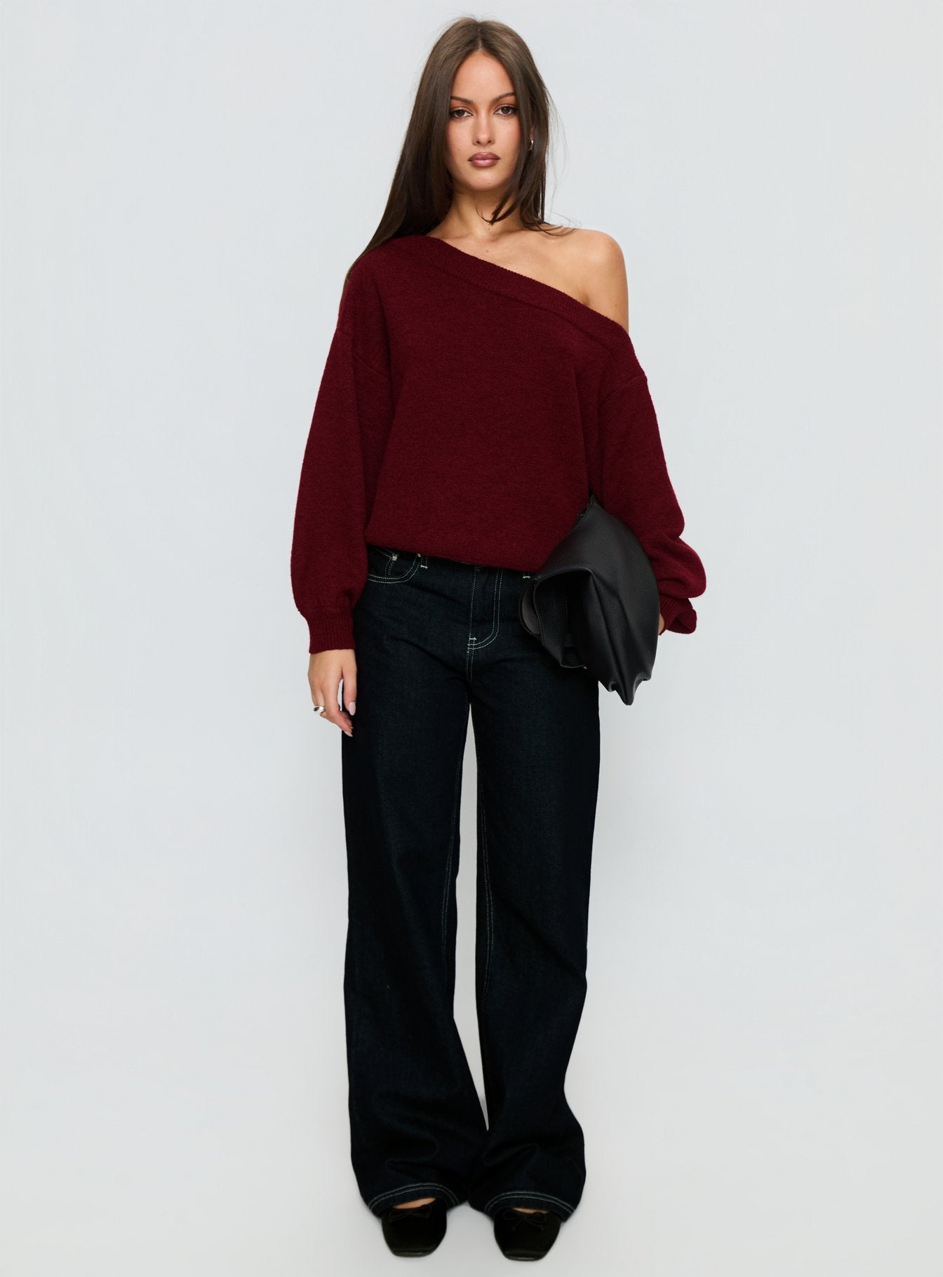 Noble Off The Shoulder Sweater Red-Vipp Girl