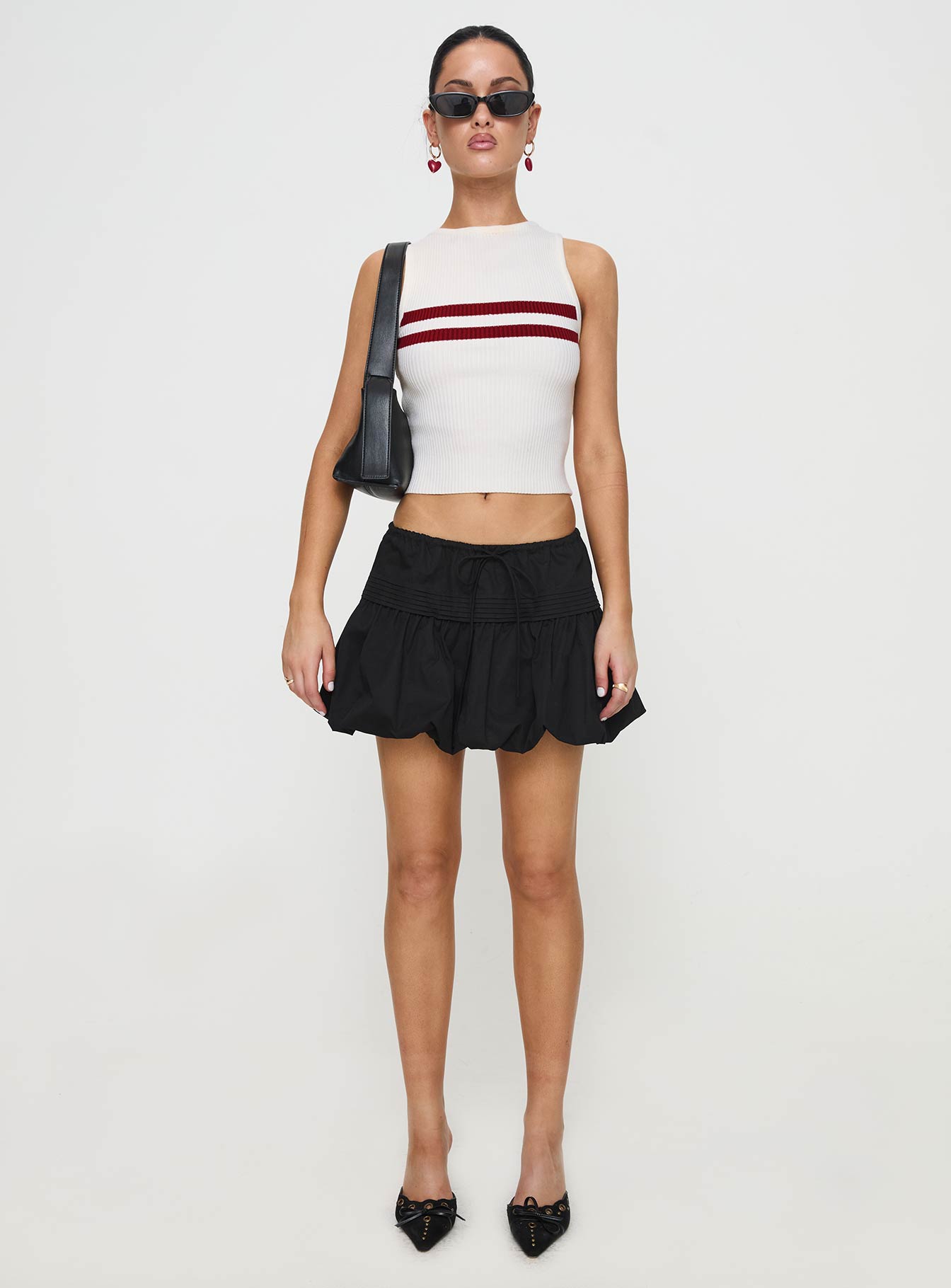 Dear London Bubble Hem Mini Skirt Black-Vipp Girl