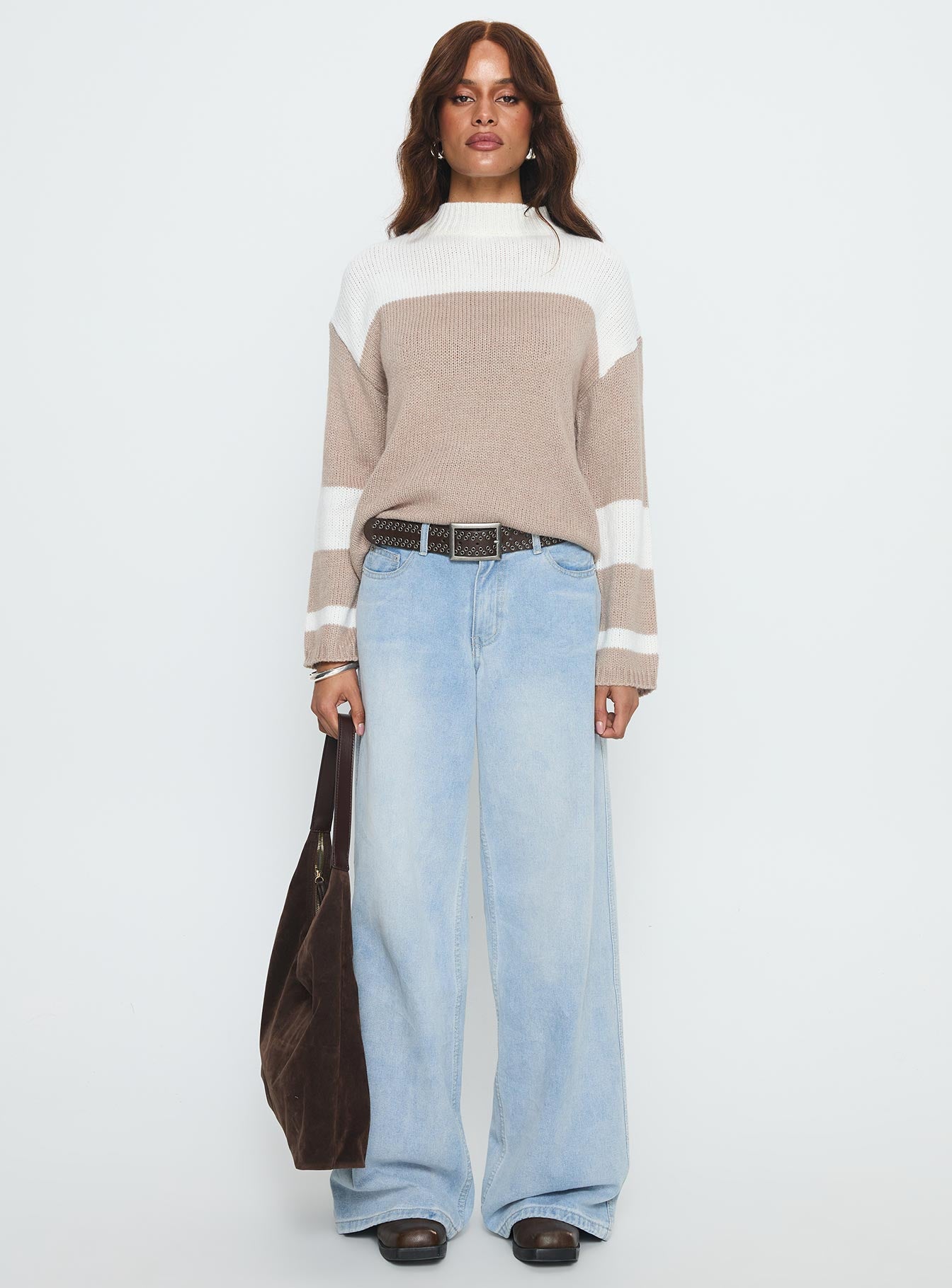 Brandalyn Contrast Mock Neck Knit Sweater Multi-Vipp Girl