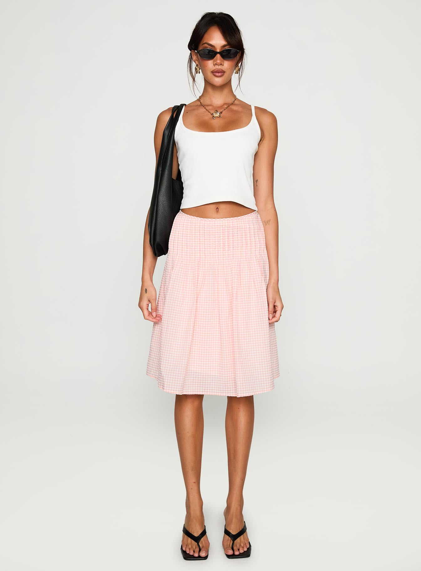 Maryanna Midi Skirt Pink Gingham-Vipp Girl