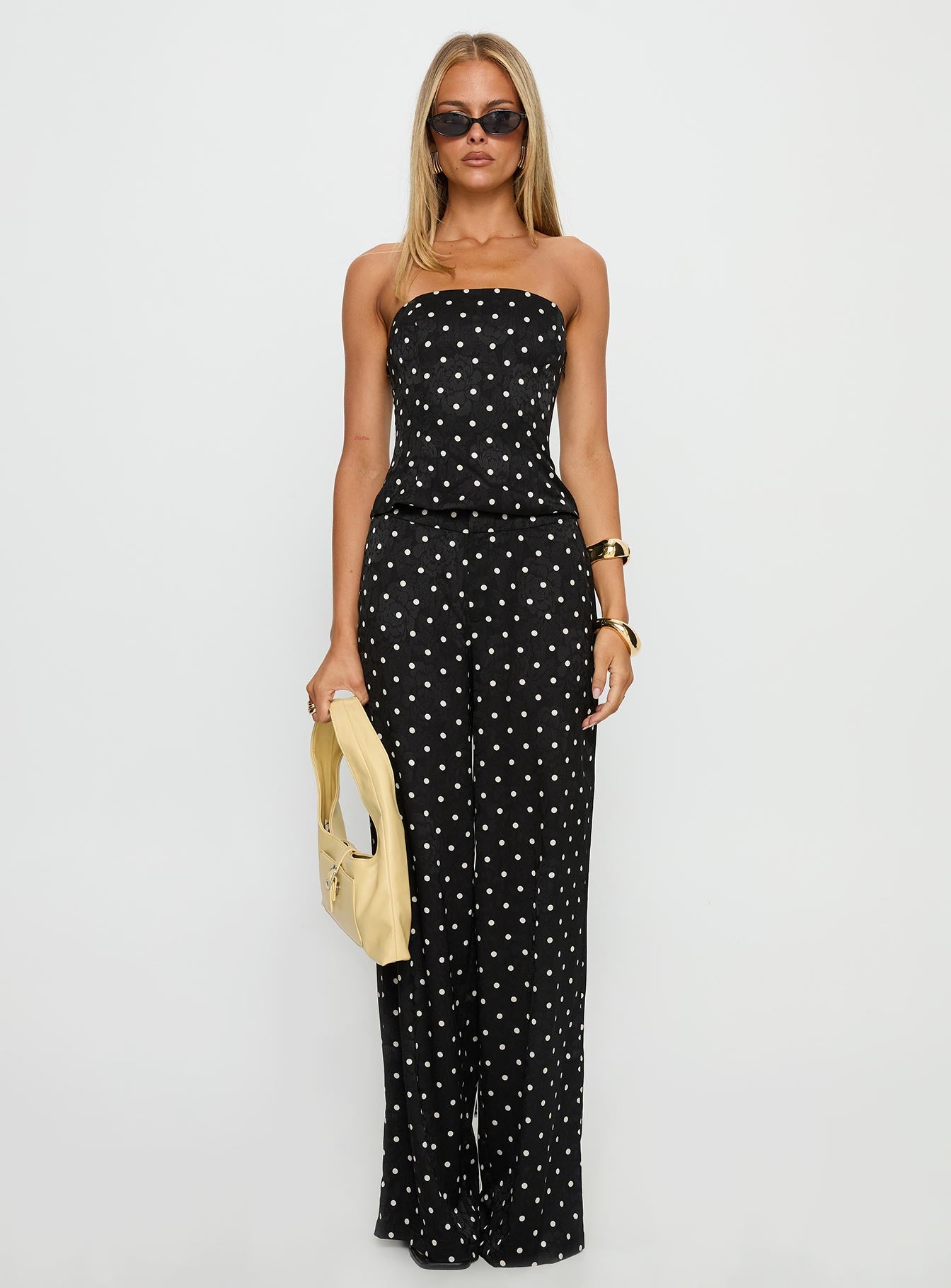 Powdered Sugar Strapless Set Black Polka-Vipp Girl