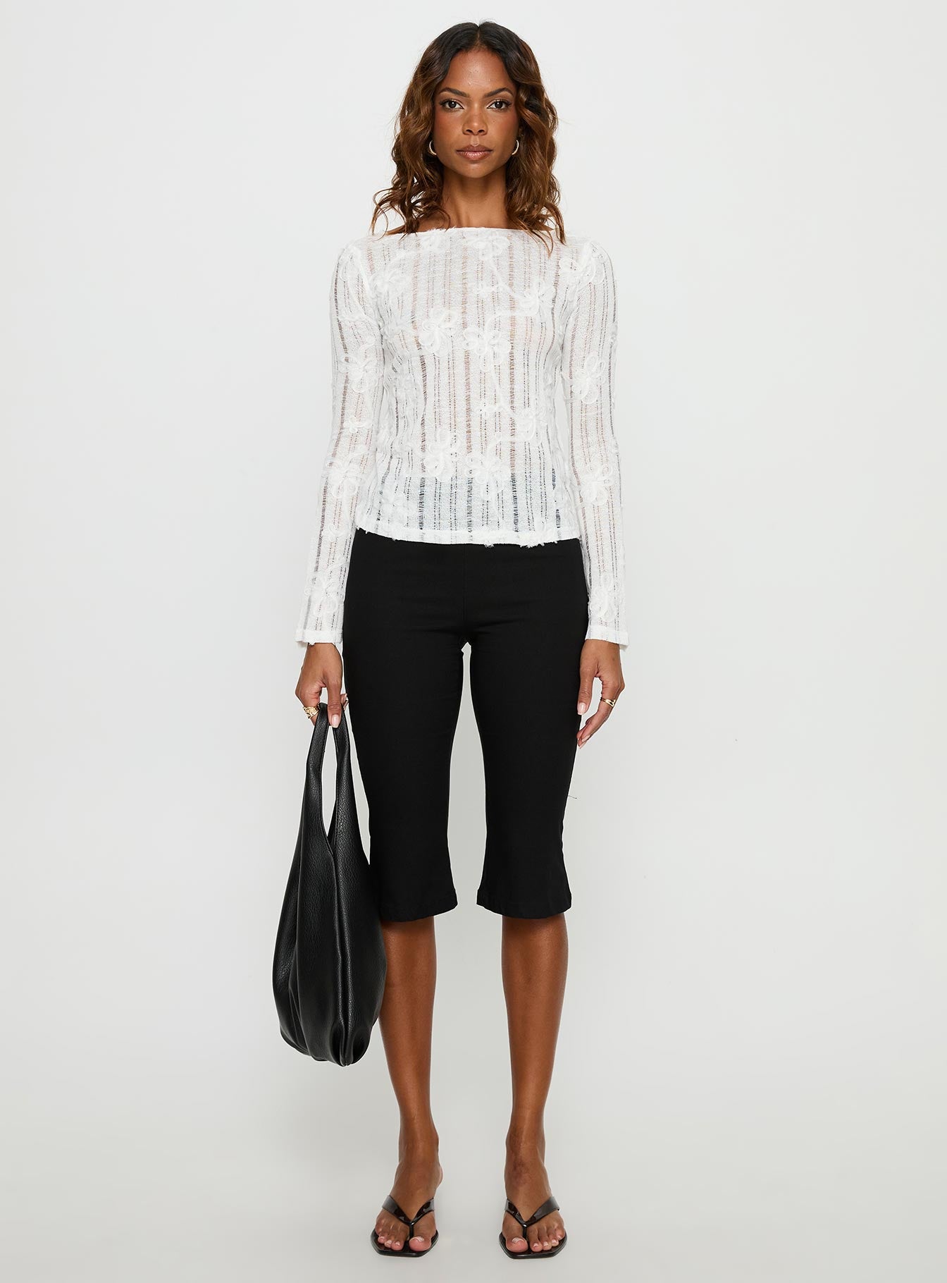 Devanie Sheer Long Sleeve Top White-Vipp Girl