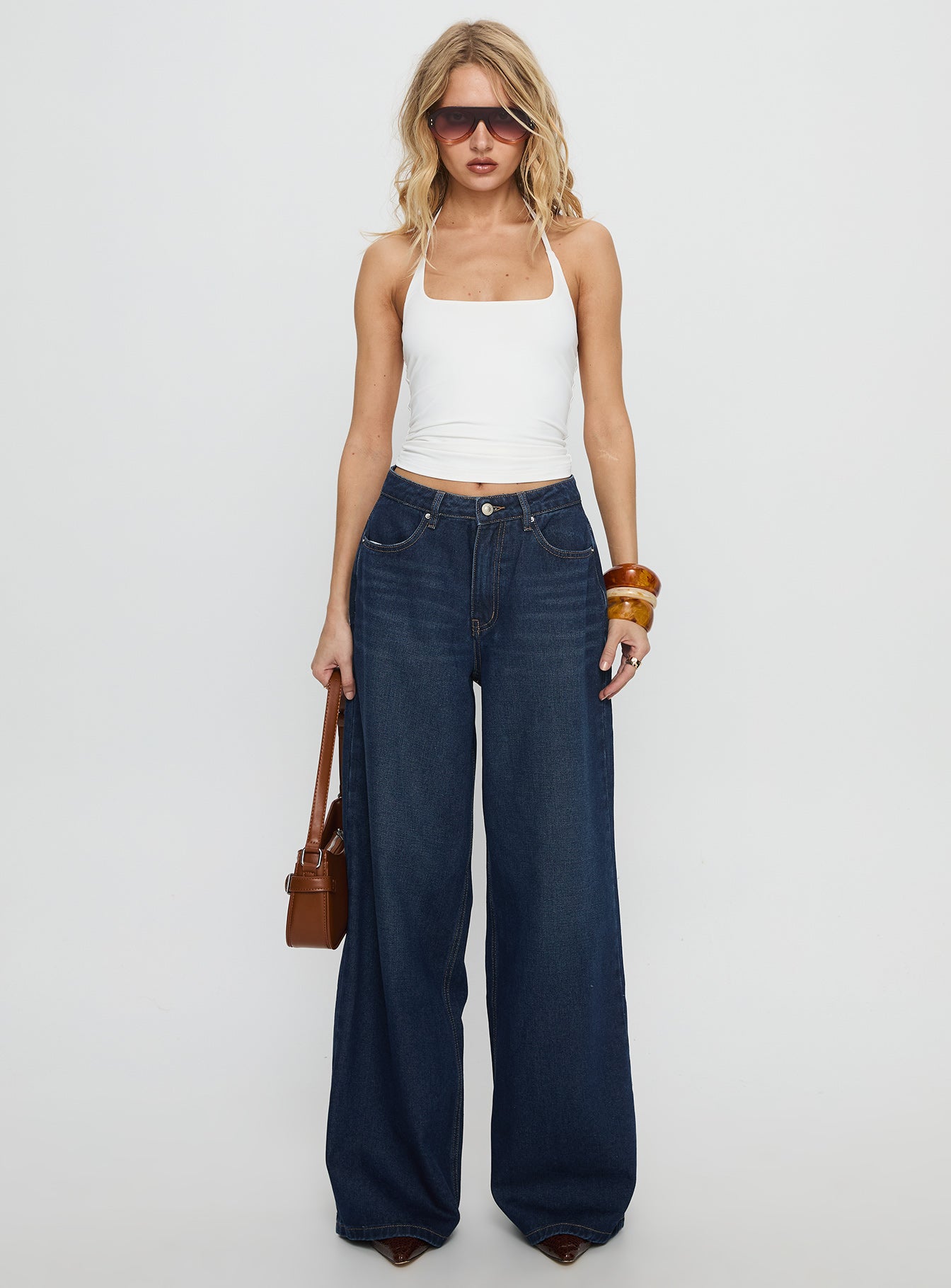 Naylor Mid Rise Wide Leg Jeans Mid Blue Denim Tall-Vipp Girl