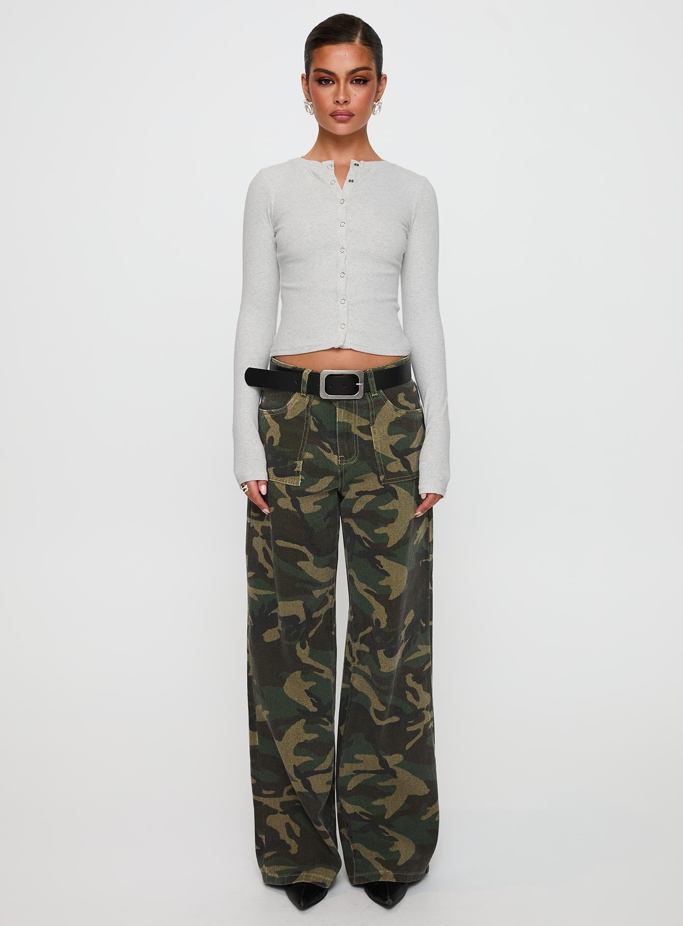 Briony Mid Rise Wide Leg Jeans Camouflage-Vipp Girl