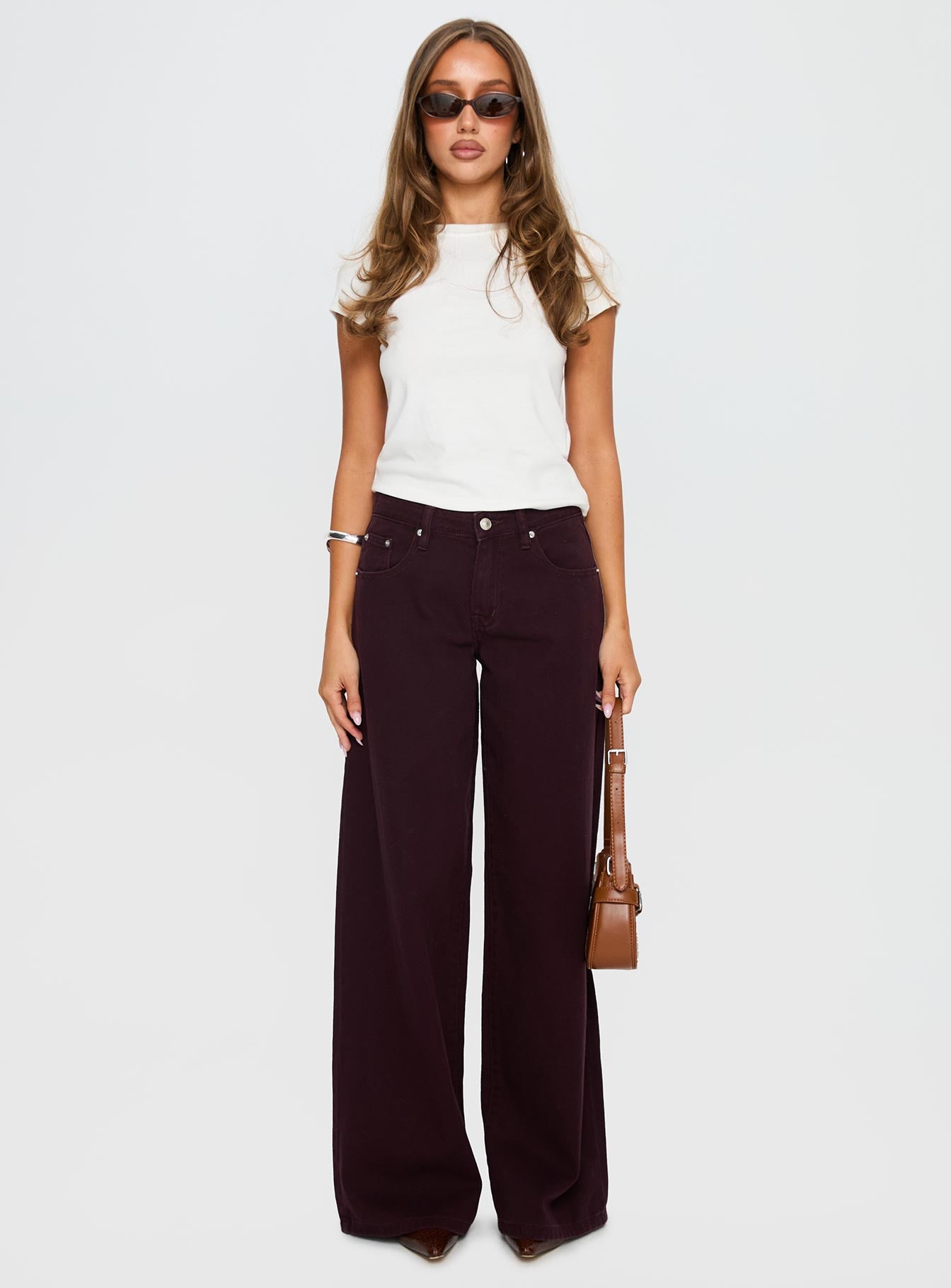 Big News Mid Rise Wide Leg Jeans Currant-Vipp Girl