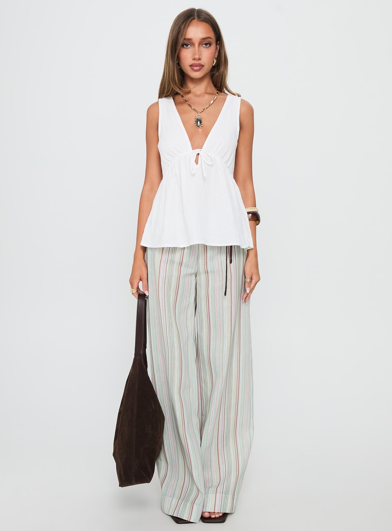 Dianna Babydoll Cami Top White-Vipp Girl