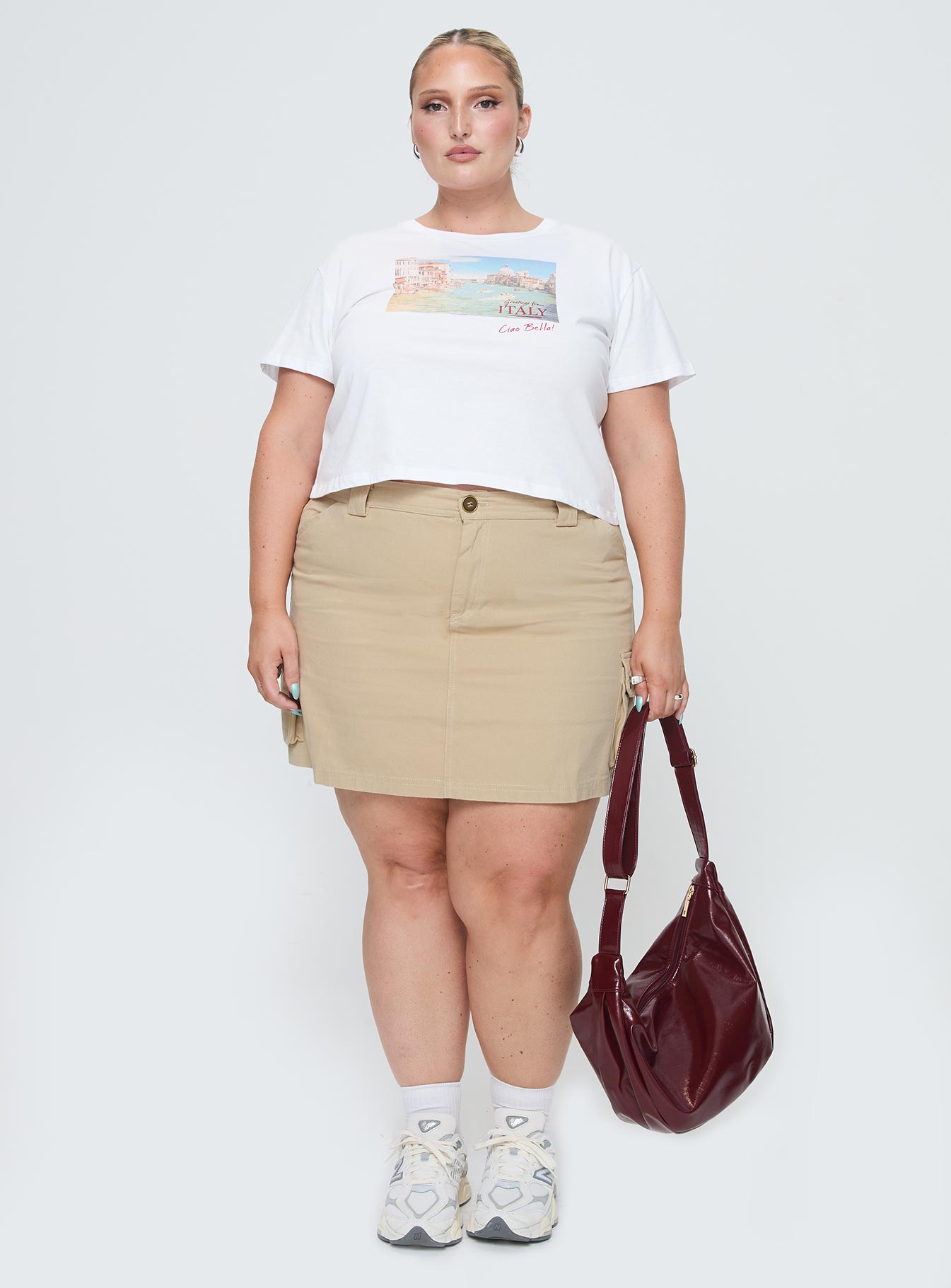 Lydie Cargo Mini Skirt Beige Curve-Vipp Girl