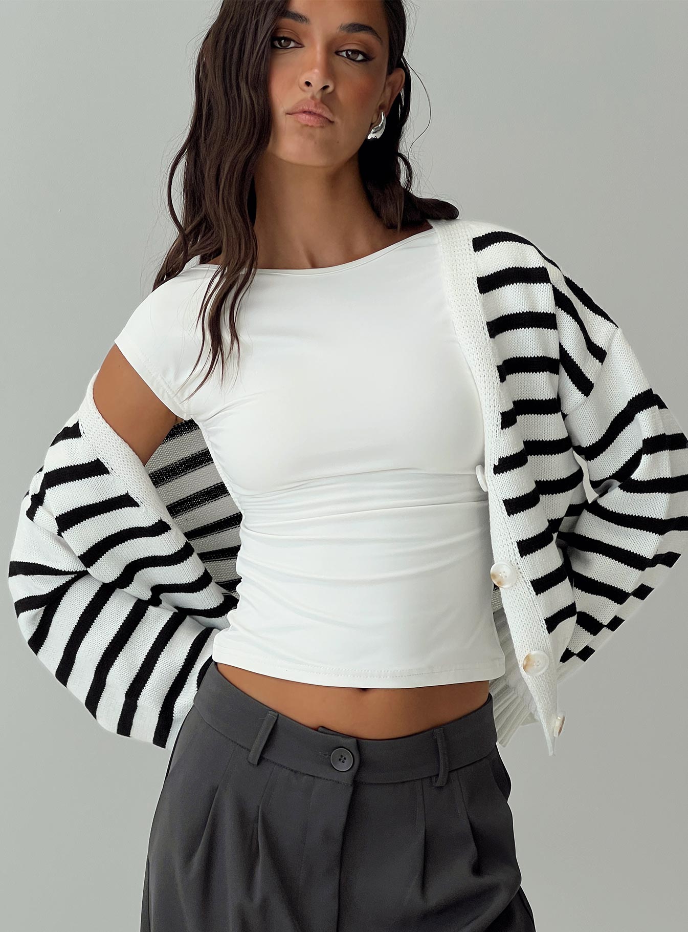 Karlson Striped Cardigan Cream / Black-Vipp Girl