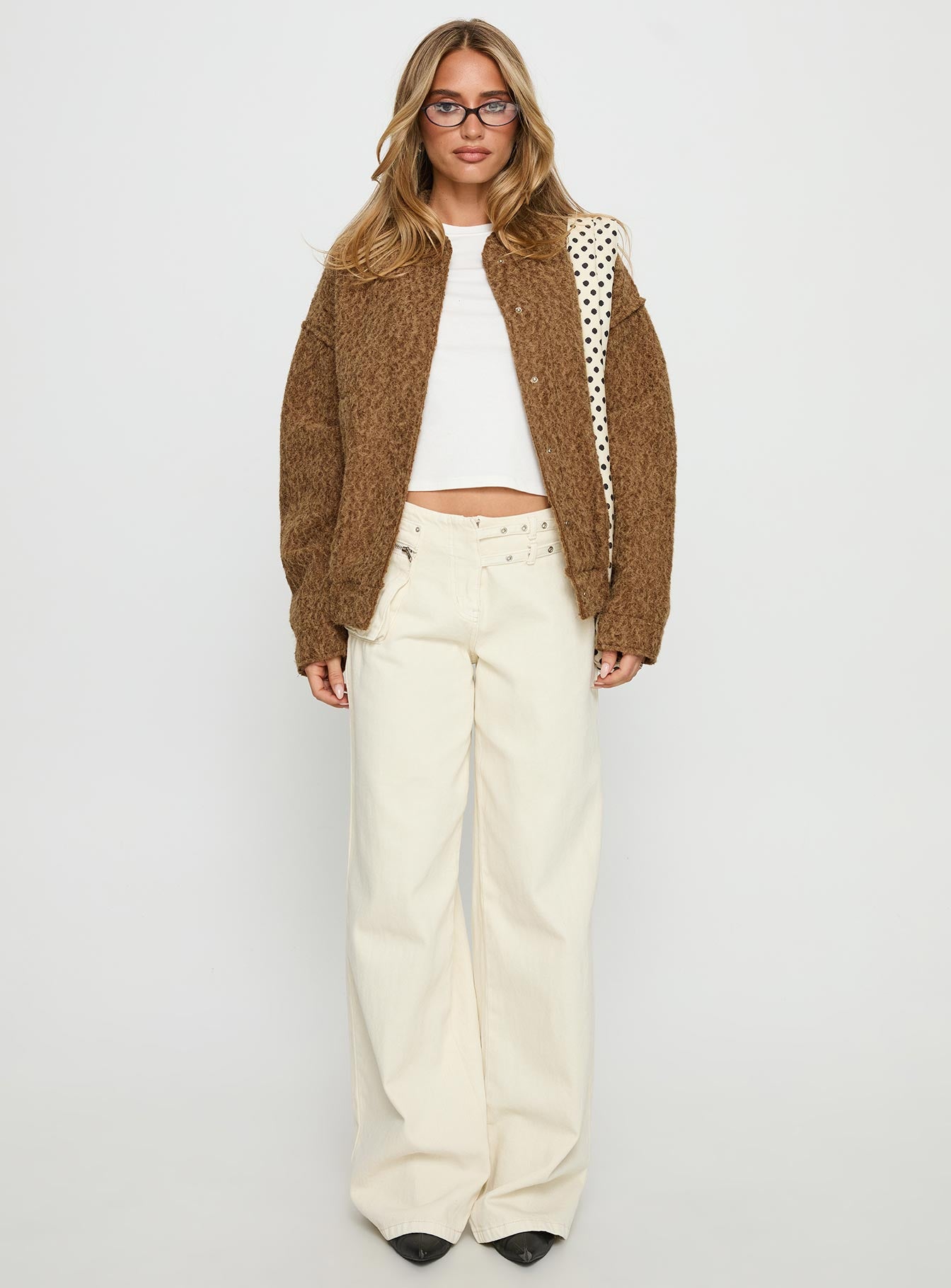 Kemberly Soft Textured Bomber Jacket Brown-Vipp Girl