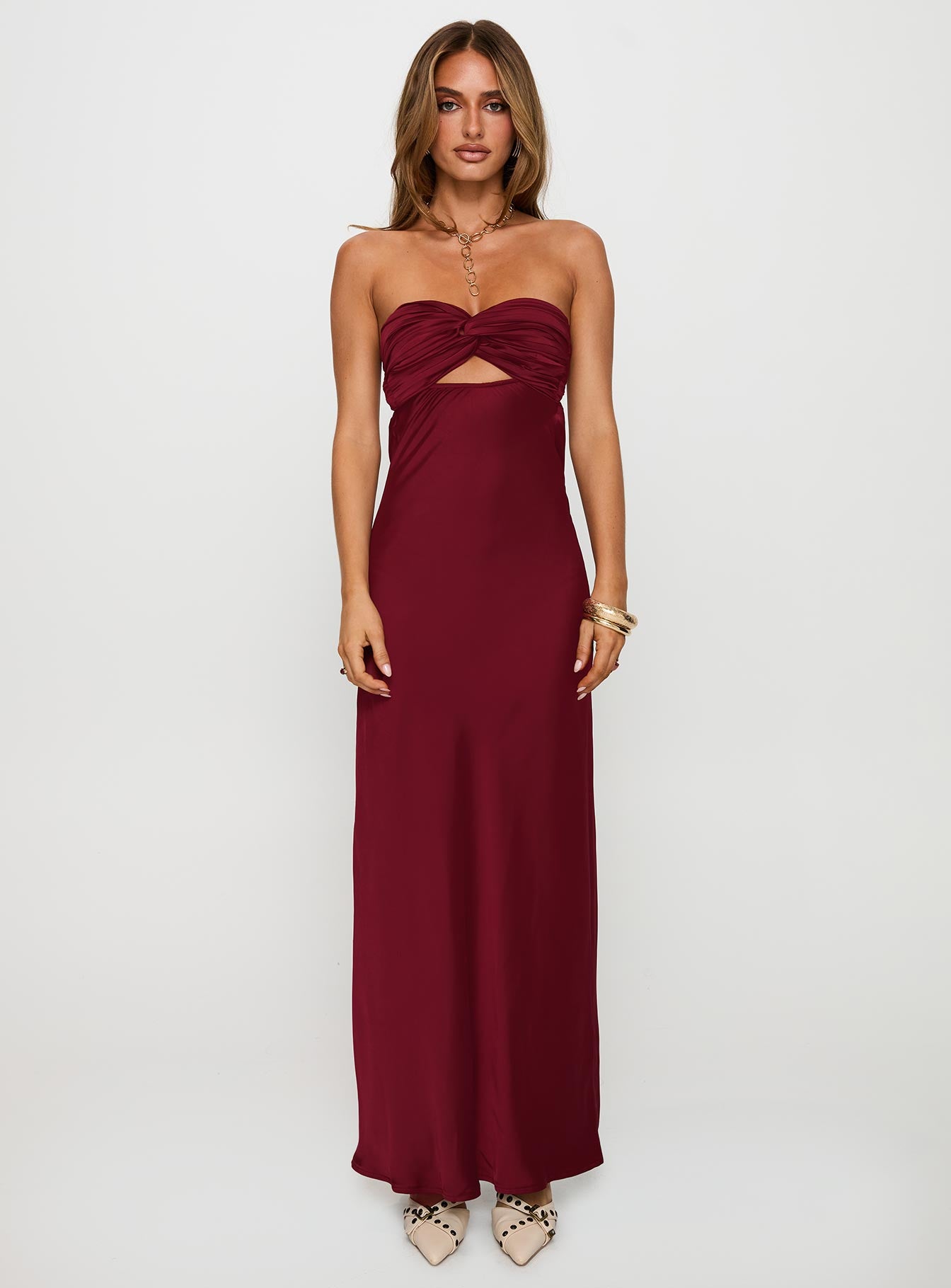 Faviola Strapless Maxi Dress Burgundy-Vipp Girl