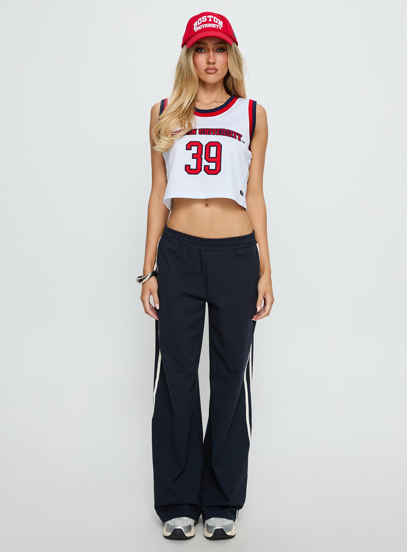 BU Cropped Basketball Jersey Tank White-Vipp Girl