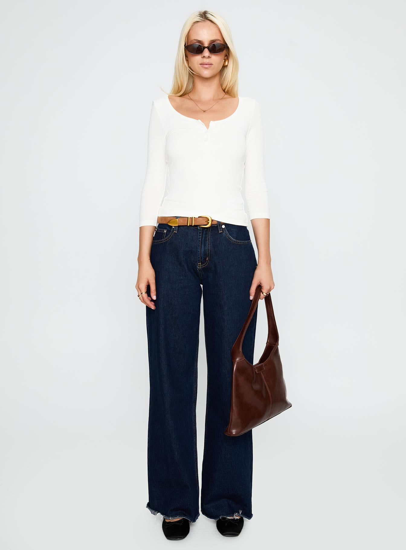 Desirae 3/4 Sleeve Top White-Vipp Girl