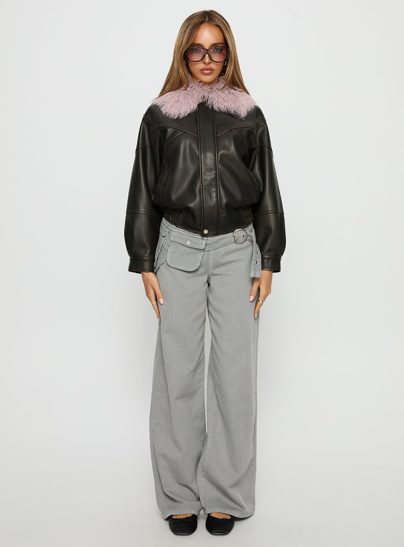 Brittanni Fluffy Collar Jacket Brown / Pink-Vipp Girl