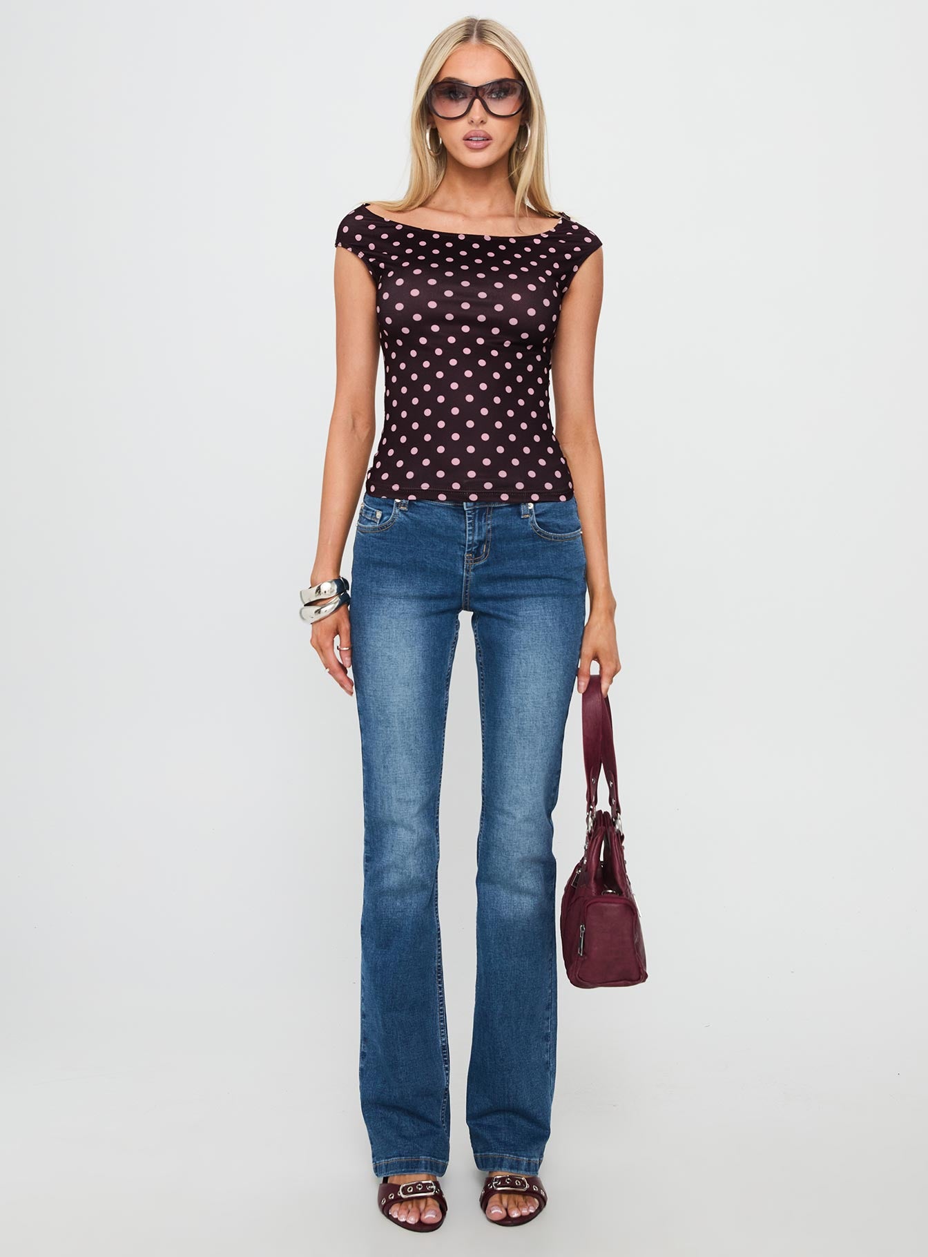 Cheirosa Off Shoulder Top Chocolate / Pink-Vipp Girl