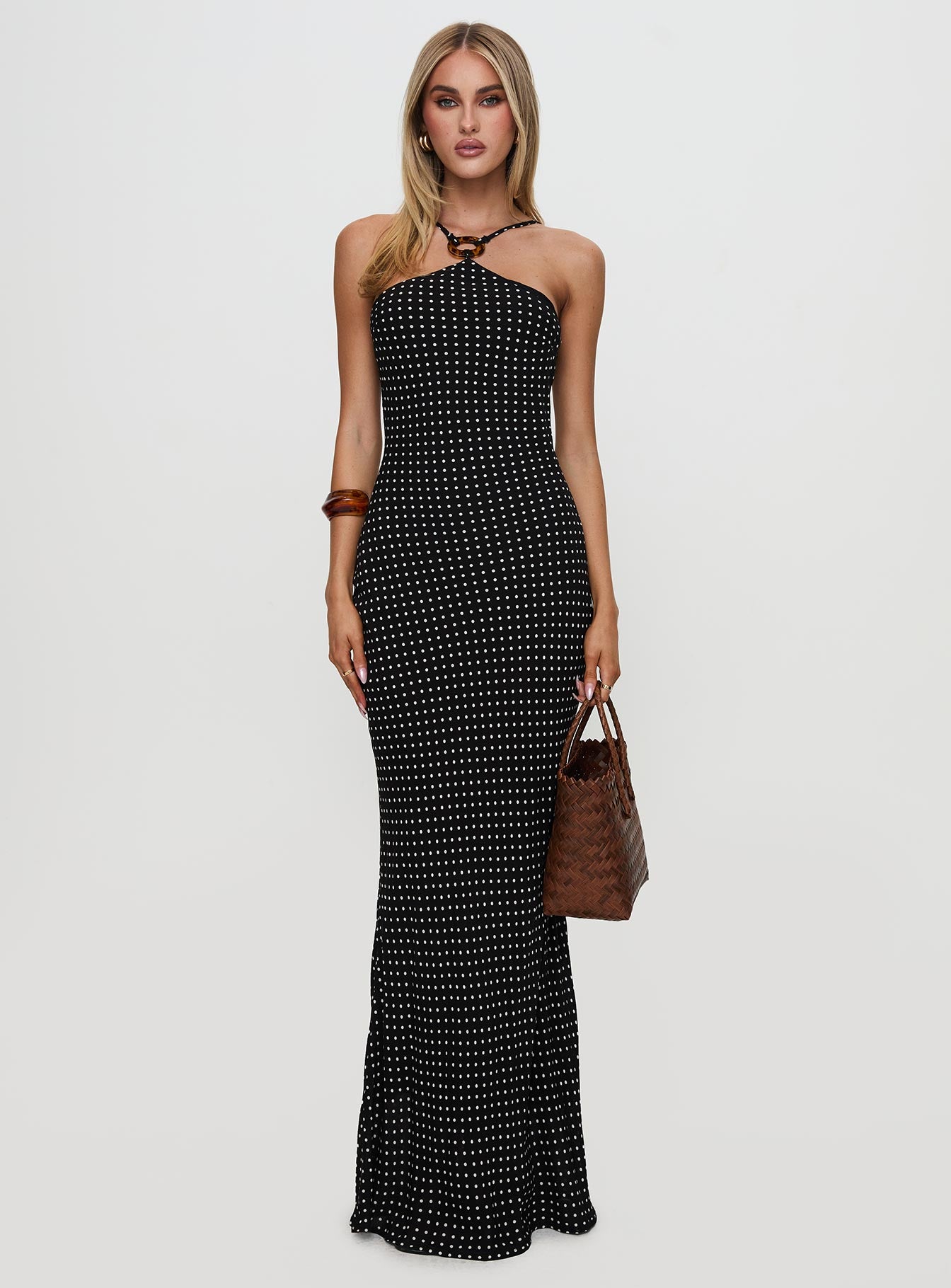 Evyn Halter Maxi Dress Polka Dot-Vipp Girl