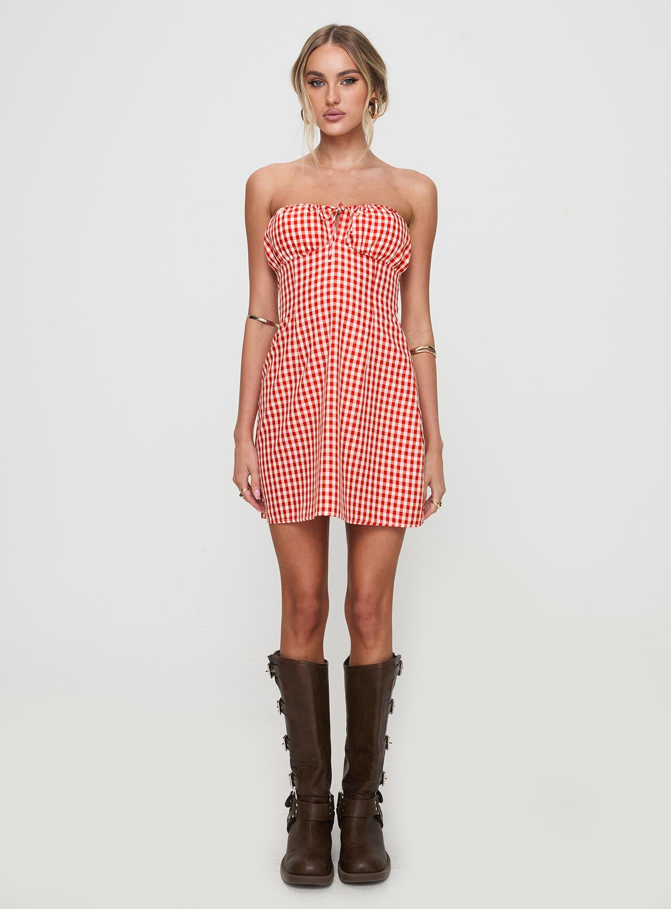 Double Date Mini Dress Red Gingham-Vipp Girl