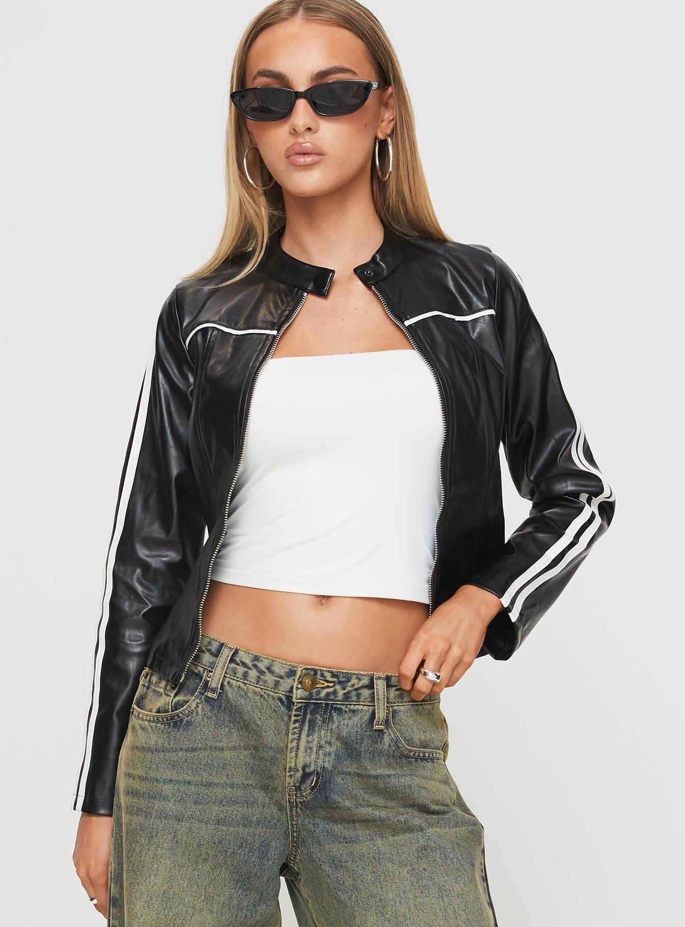 Lowgan Faux Leather Jacket Black-Vipp Girl