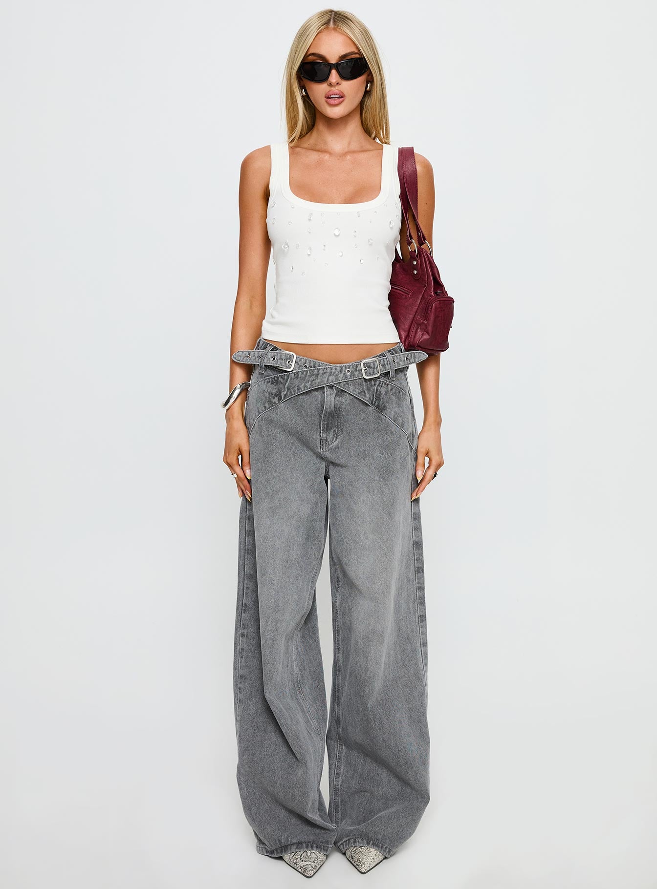 Diviana Droplet Rib Tank Top White-Vipp Girl