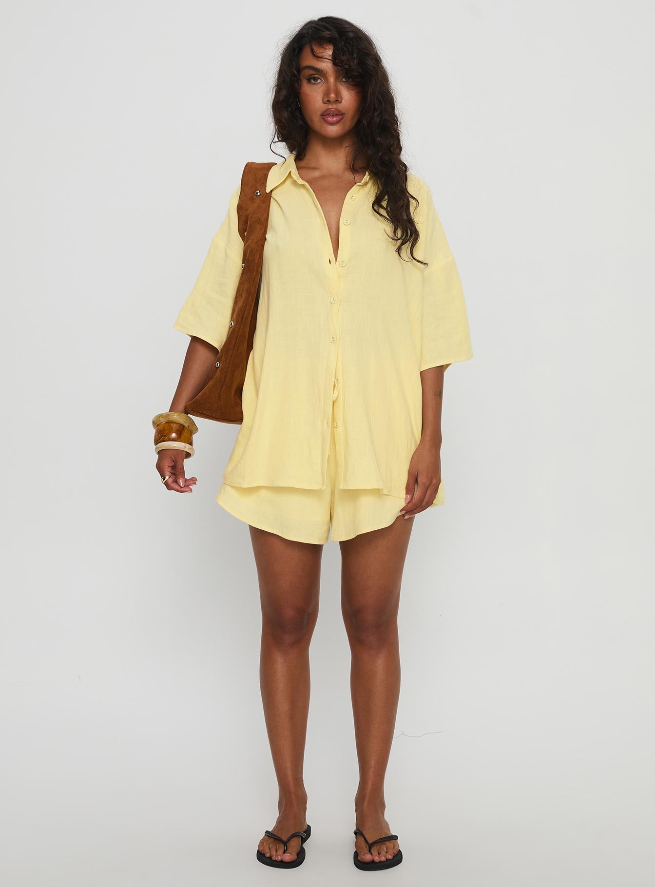 Peni Drawstring Linen Shorts Yellow-Vipp Girl
