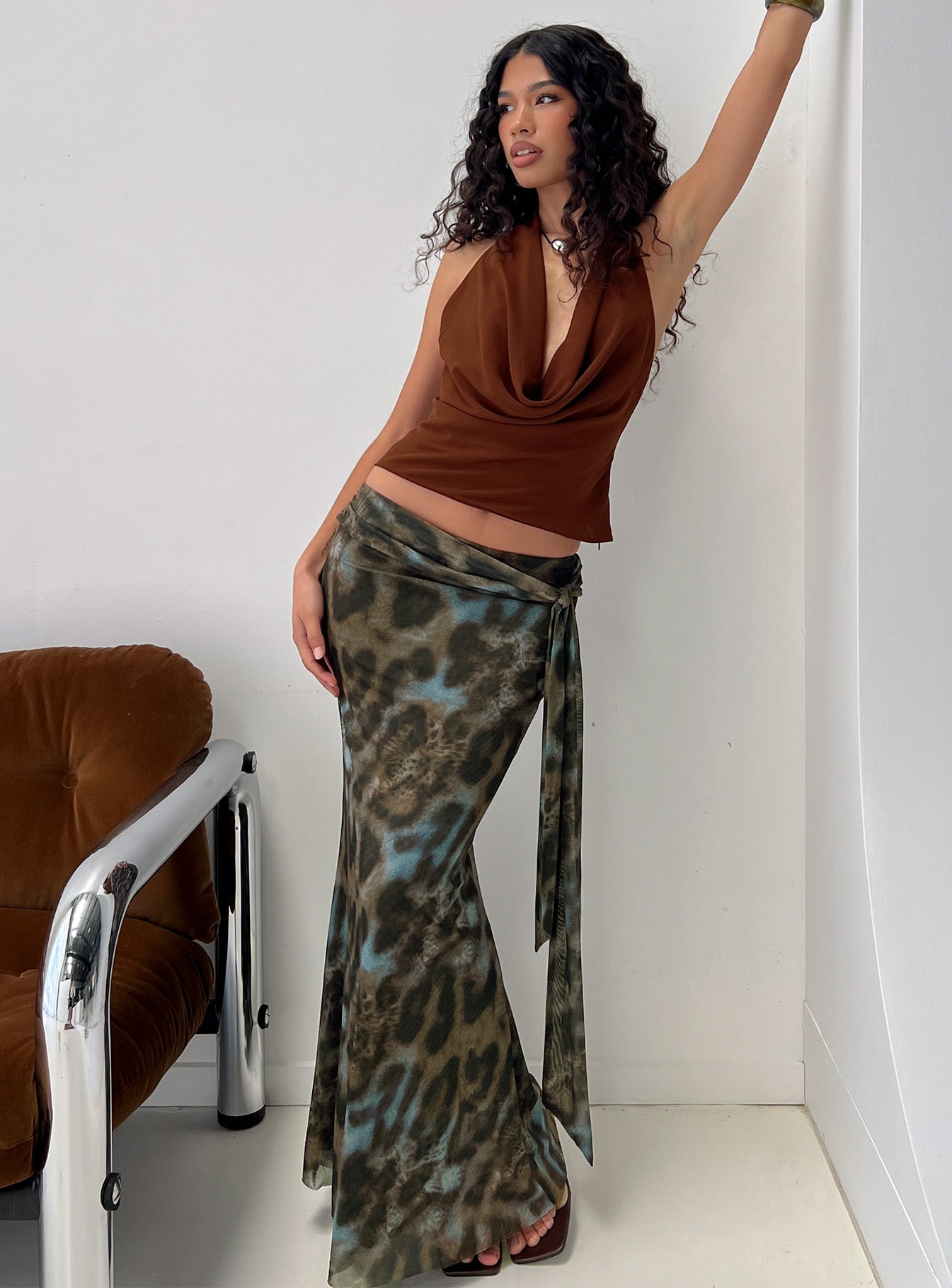 Caviar Tie Maxi Skirt Leopard-Vipp Girl