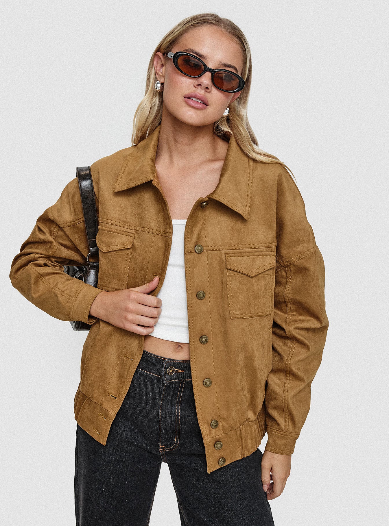 Ristretto Faux Suede Bomber Brown-Vipp Girl