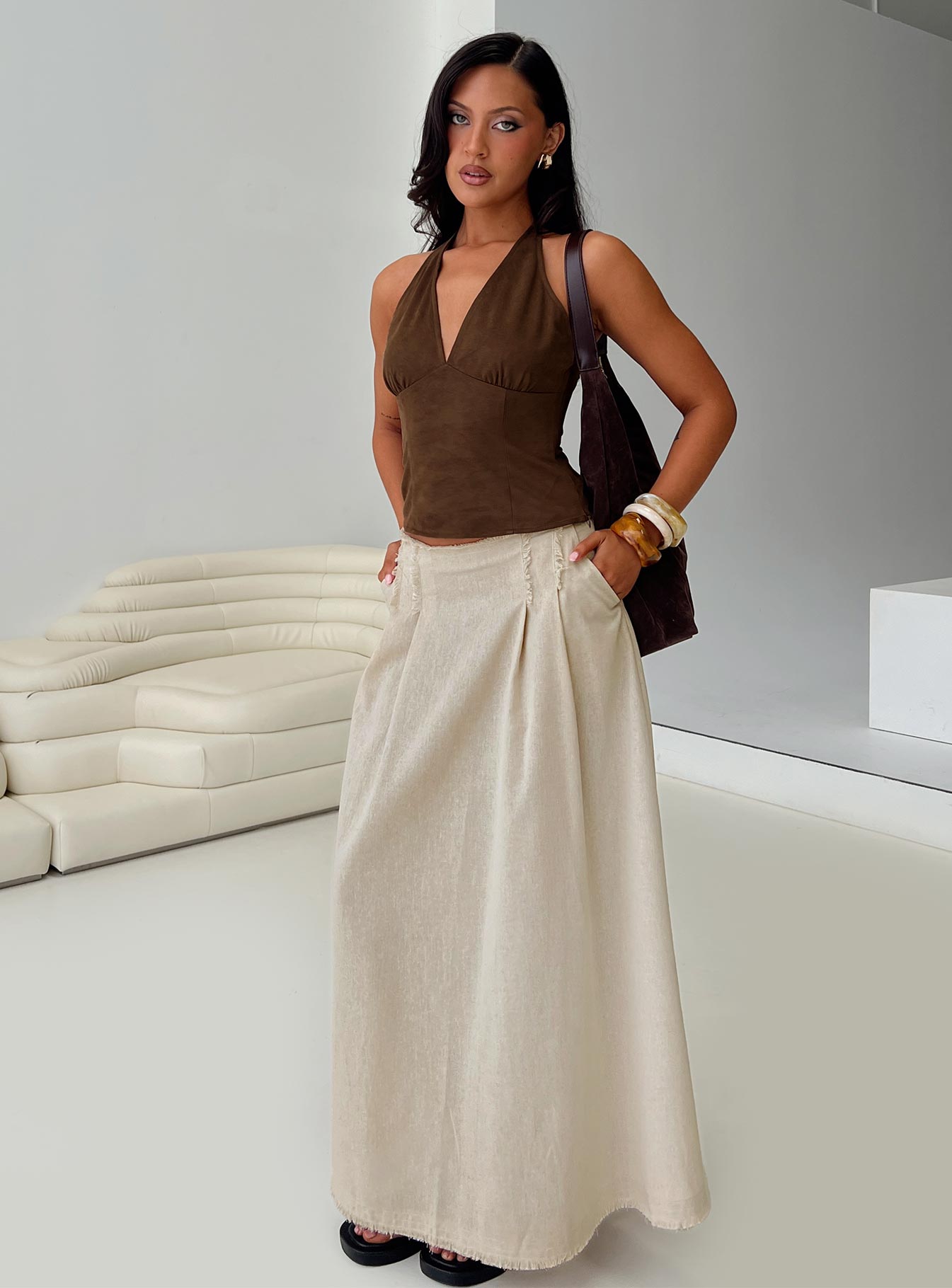 Bohemian Spirit Maxi Skirt Beige-Vipp Girl