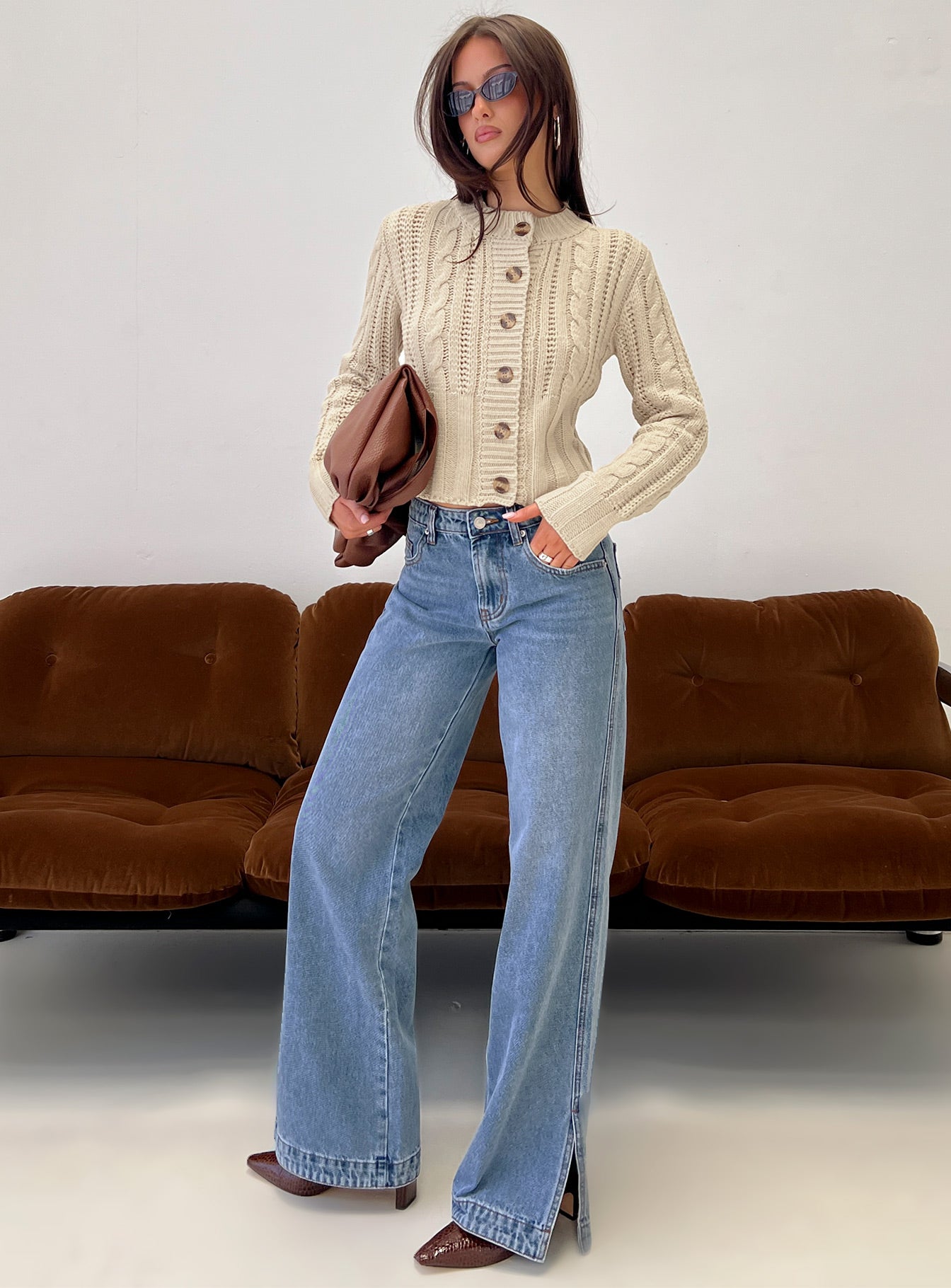 Donielle Cable Knit Cardigan Beige-Vipp Girl