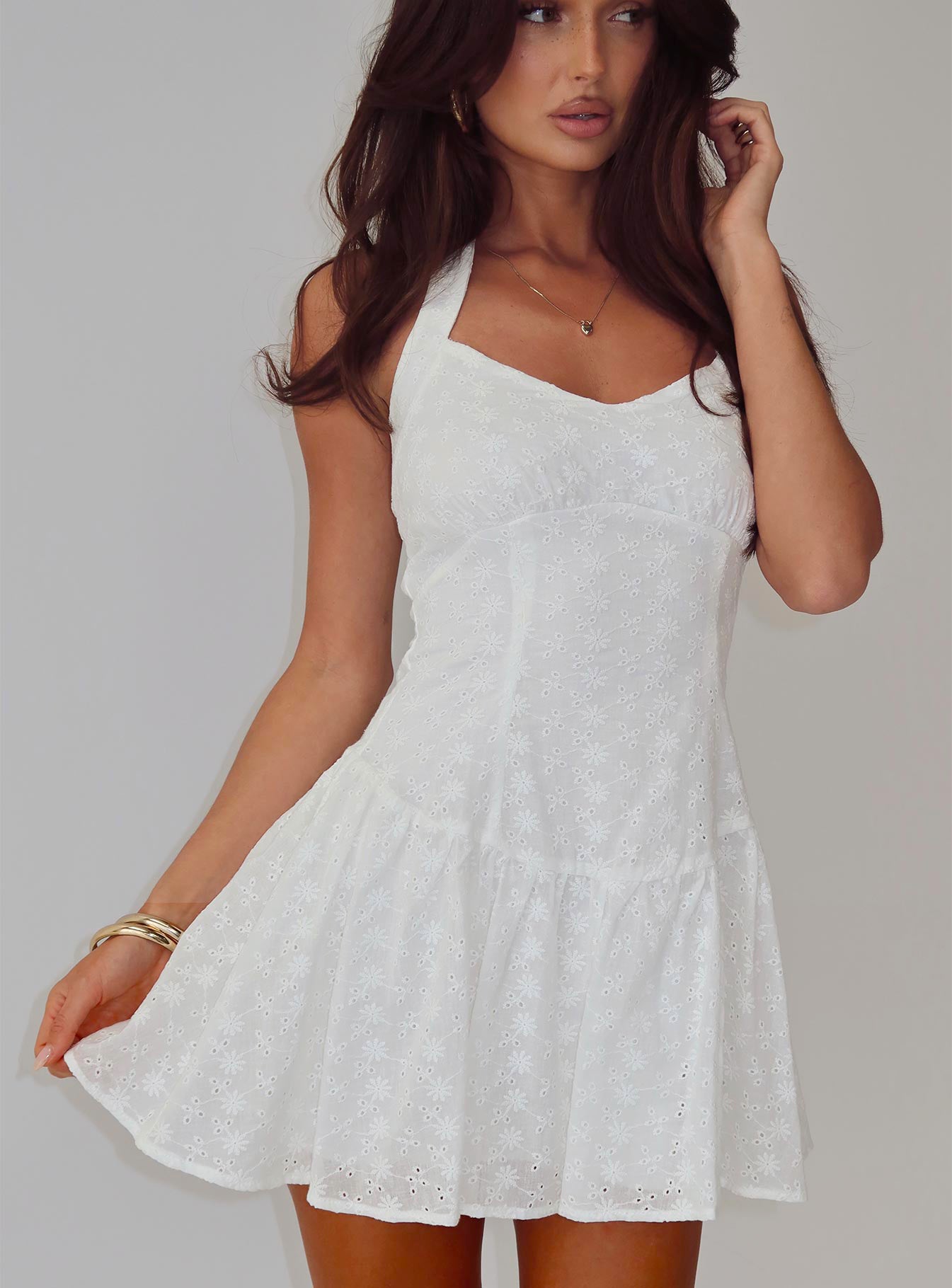 Kaesie Halter Mini Dress White-Vipp Girl
